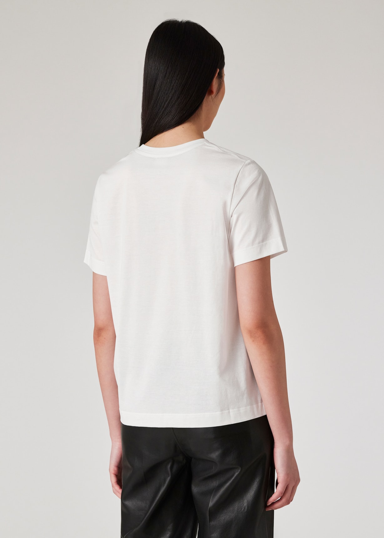 Model View - Women's White 'Lens Blur Botanical' T-Shirt Paul Smith