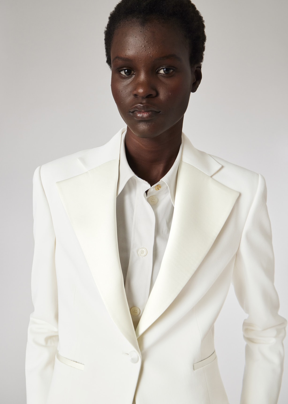 Women's Ivory Single-Button Evening Blazer