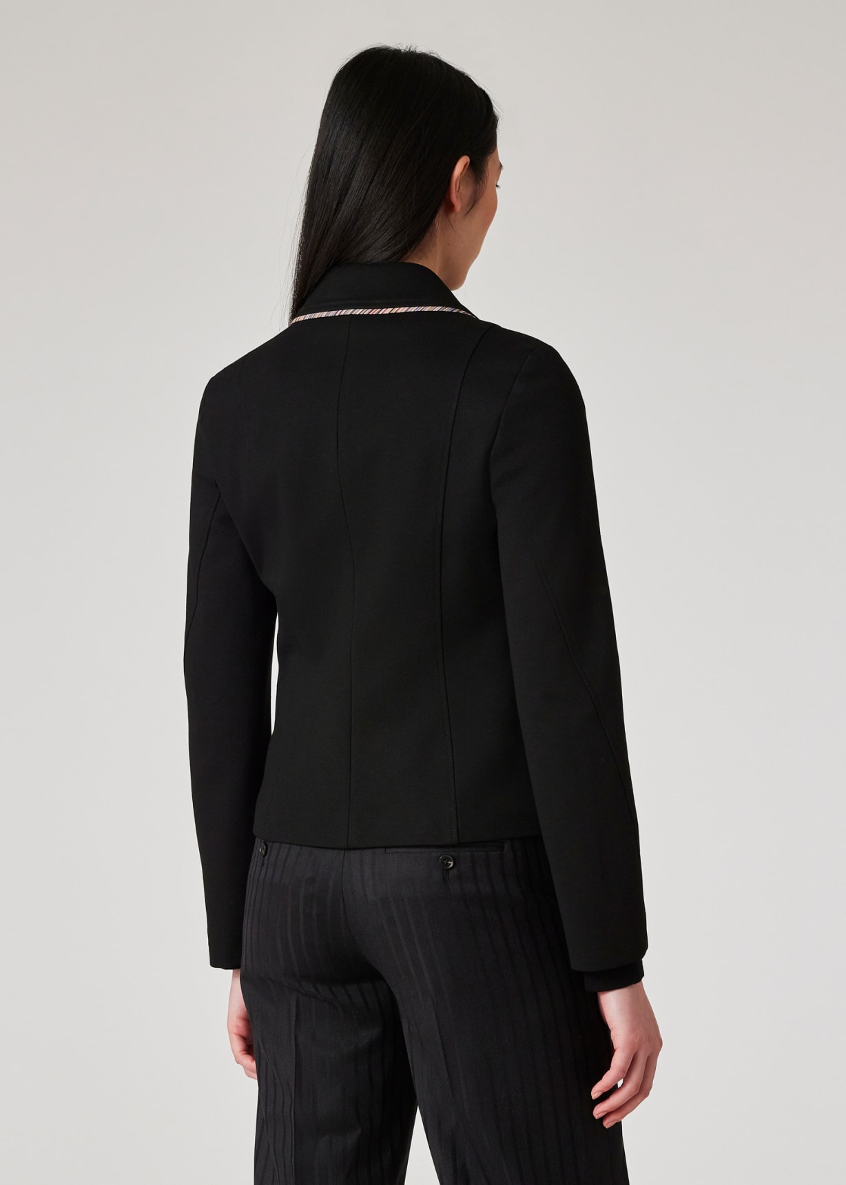 ジャケット PAUL SMITH Woman Jacket Black W1R268CLP11094 79 Women's Black Milano 'Signature Stripe' Jacket