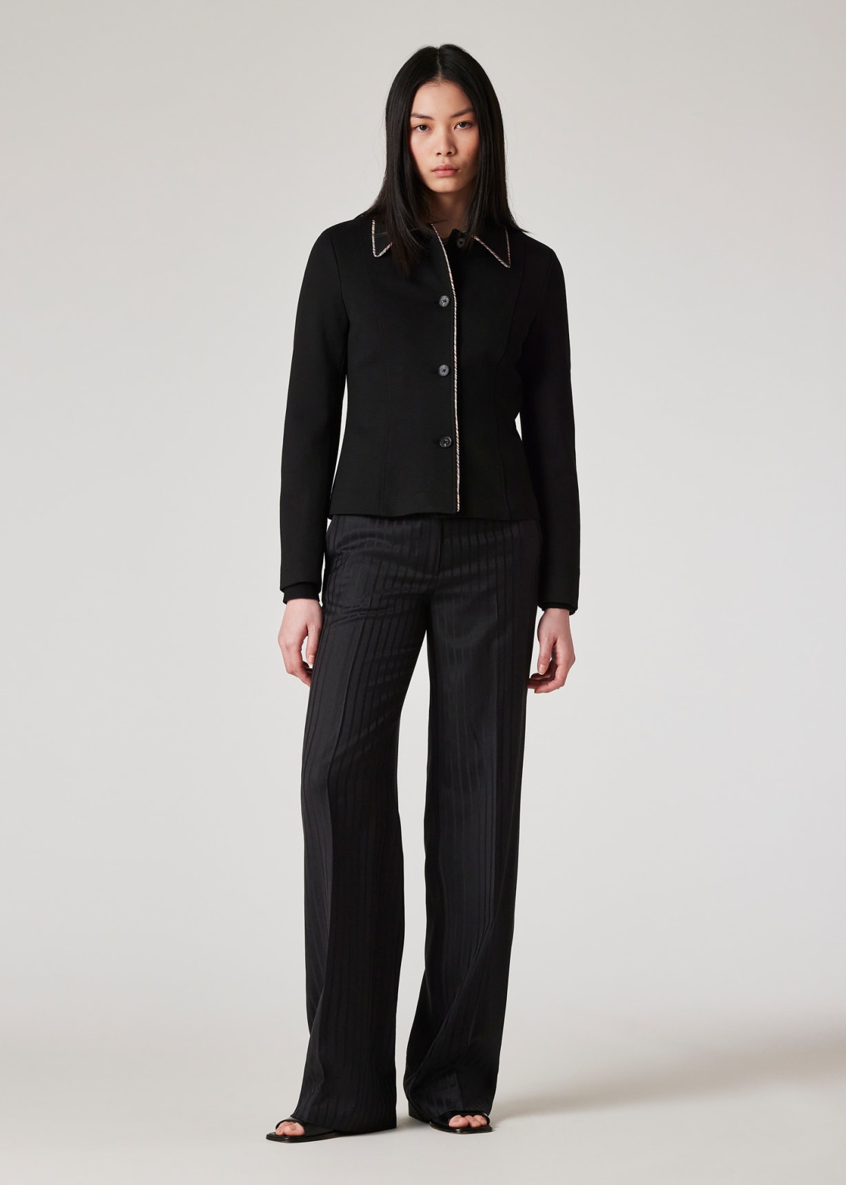 ジャケット PAUL SMITH Woman Jacket Black W1R268CLP11094 79 Women's Black Milano 'Signature Stripe' Jacket