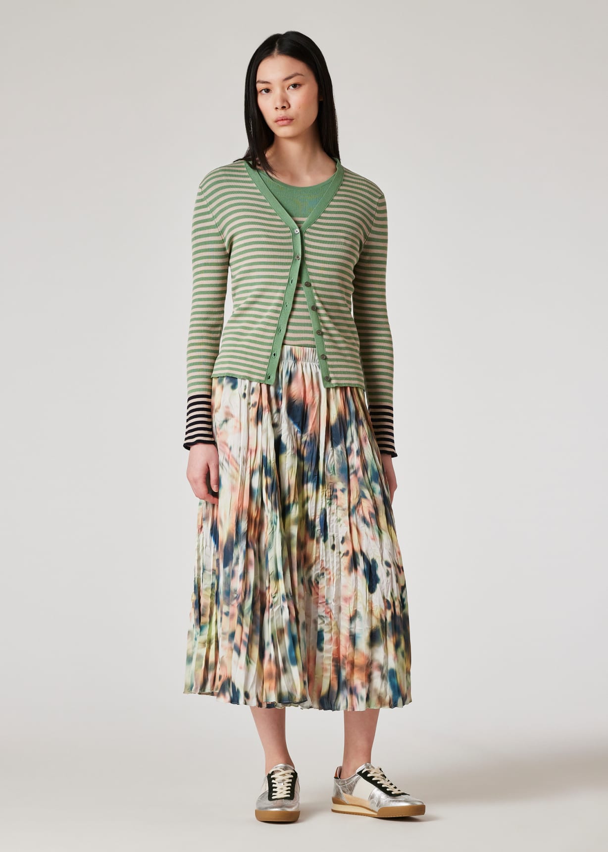 スカート PAUL SMITH Woman Skirt Multicolor W1R271SP11112 92 Women's 'Lens Blur Botanical' Plissé Pleated Skirt