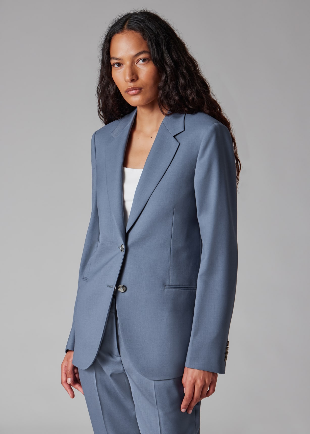 Women's A Suit To Travel In - Steel Blue Wool Suit