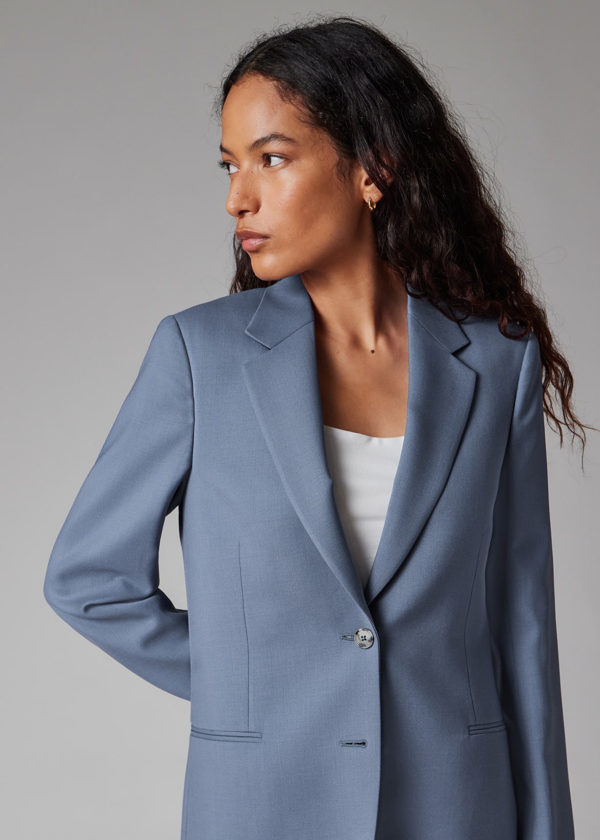ジャケット PAUL SMITH Women Jackets W1R 314T M01427 41A Blue Women's Navy Cotton Trapeze Jacket with Cobalt Collar
