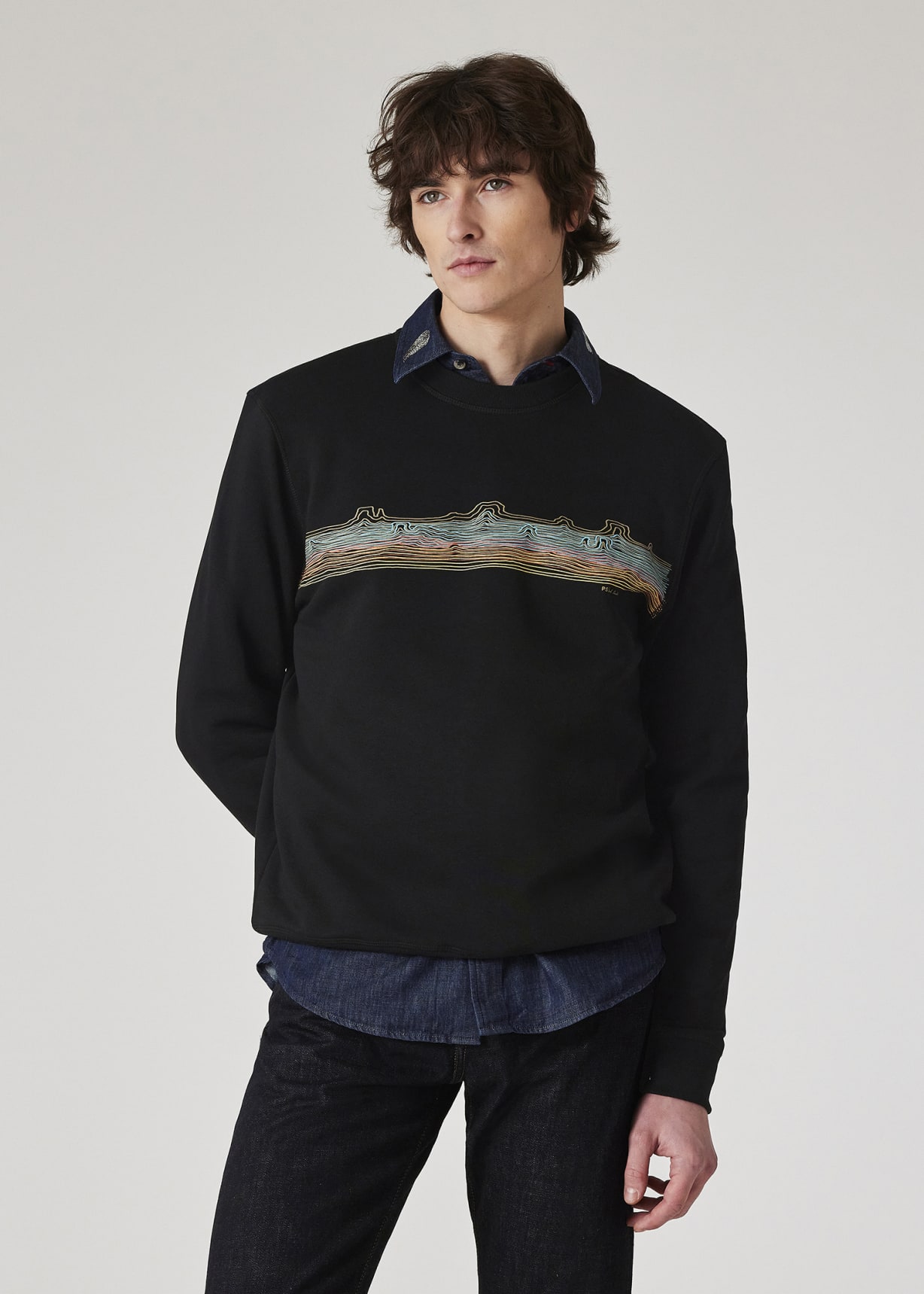 Men's Black 'Desert Stripe' Cotton-Blend Sweatshirt