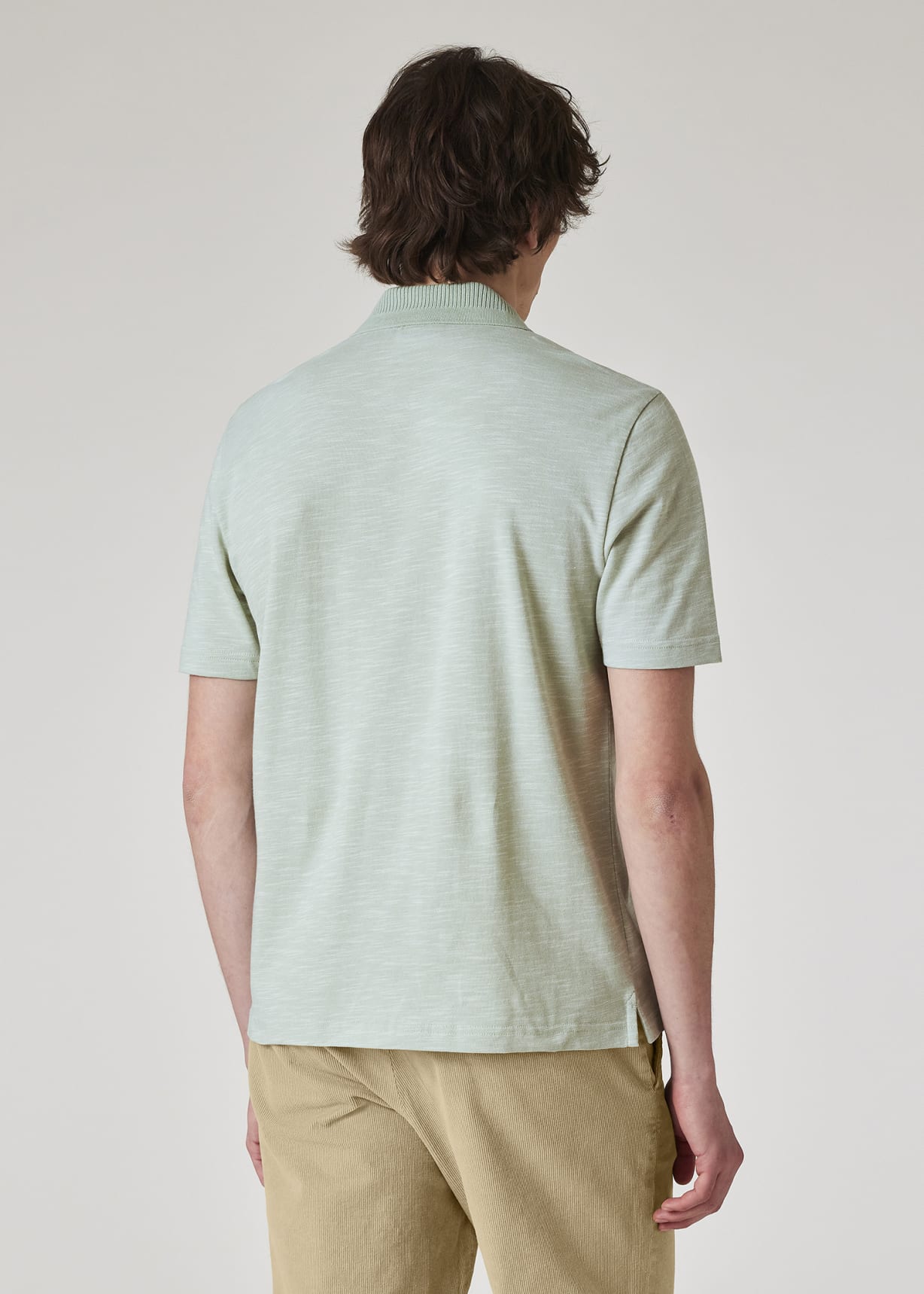 Men's Light Green Button-Front Polo Shirt