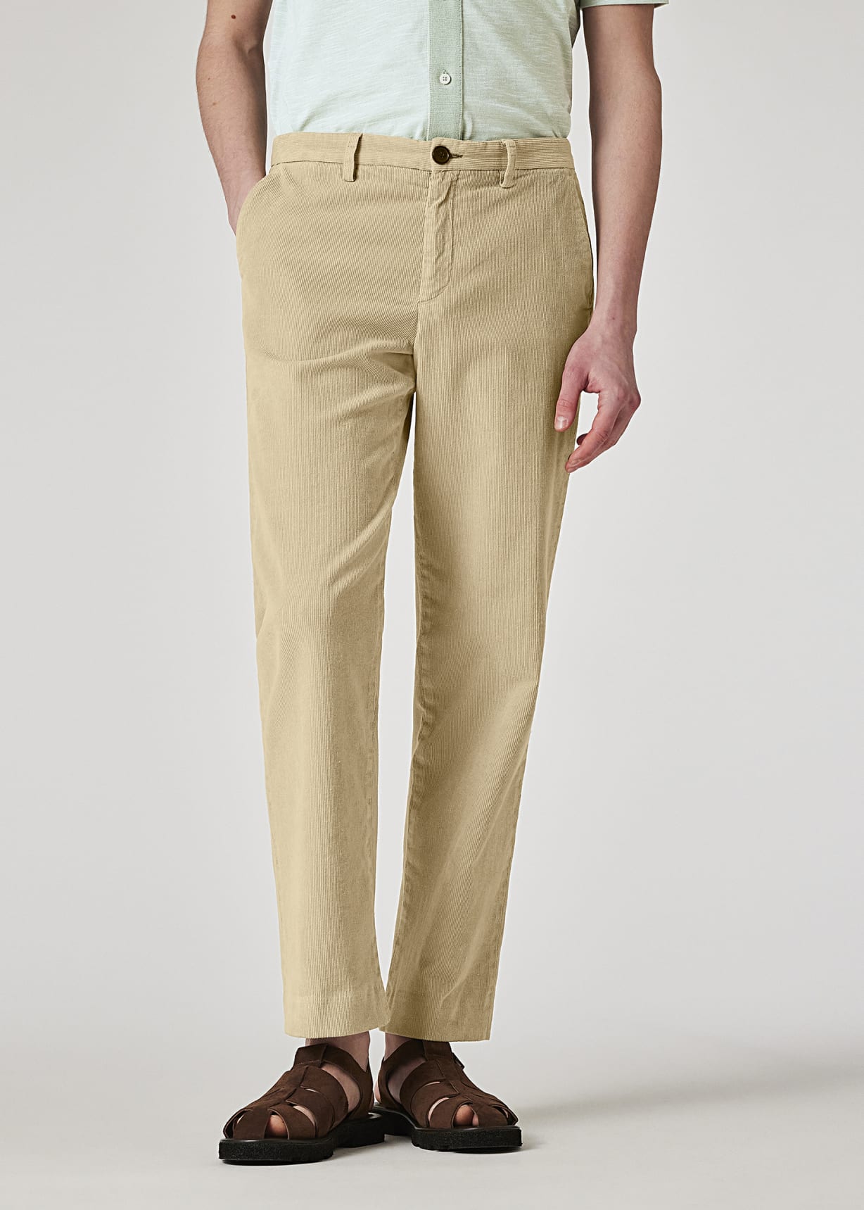 Model view - Relaxed-Fit Light Tan Corduroy Trousers Paul Smith