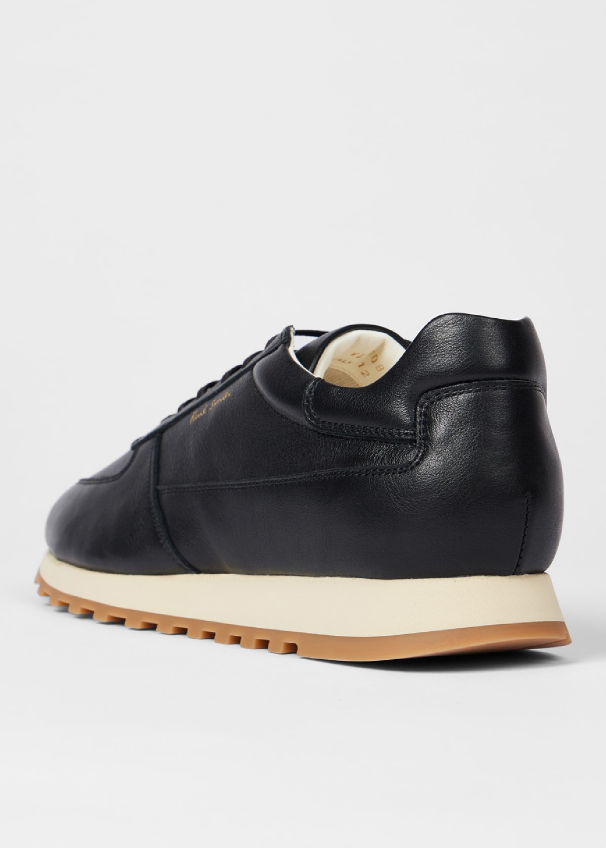 Detail View - Women's Black 'Velo' Leather Retro Trainers Paul Smith
