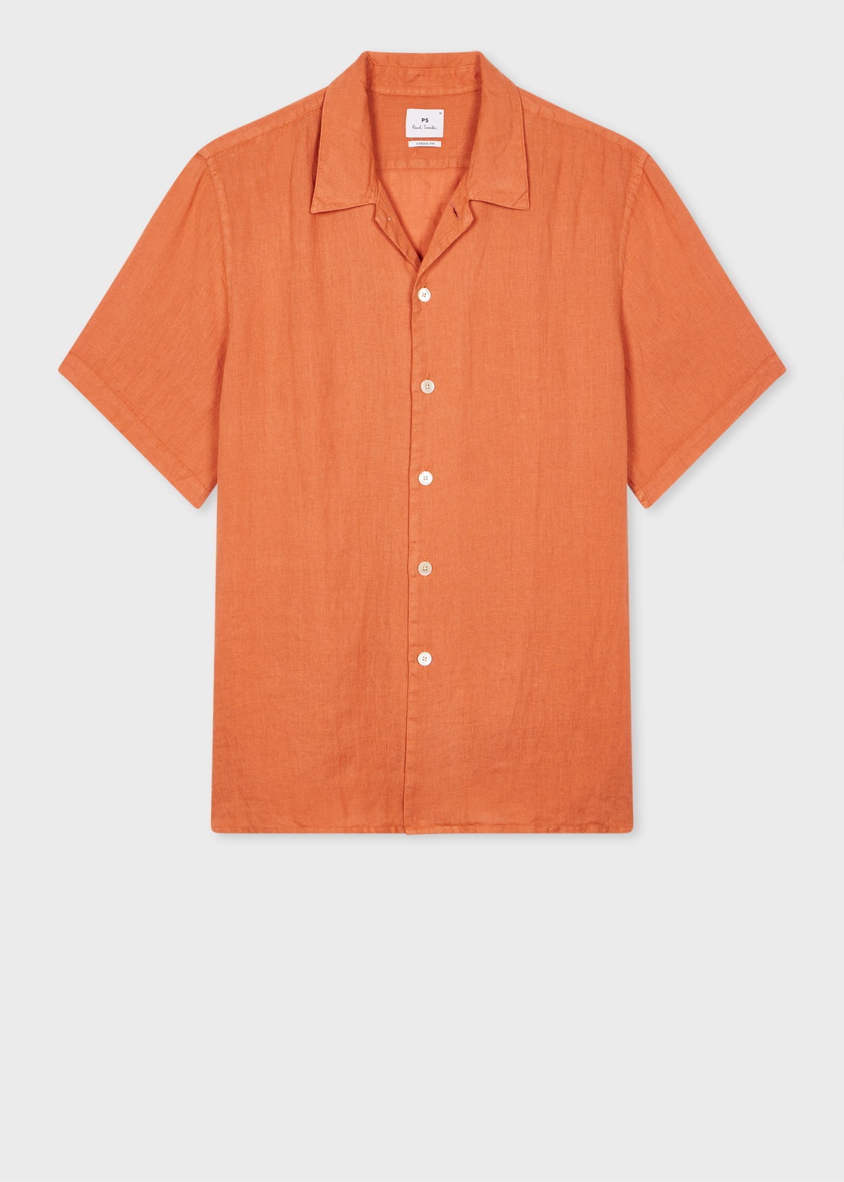Chemise Homme Caribean En Lin Orange, Manches Courtes, Taille L (neuve Avec étiquettes)
