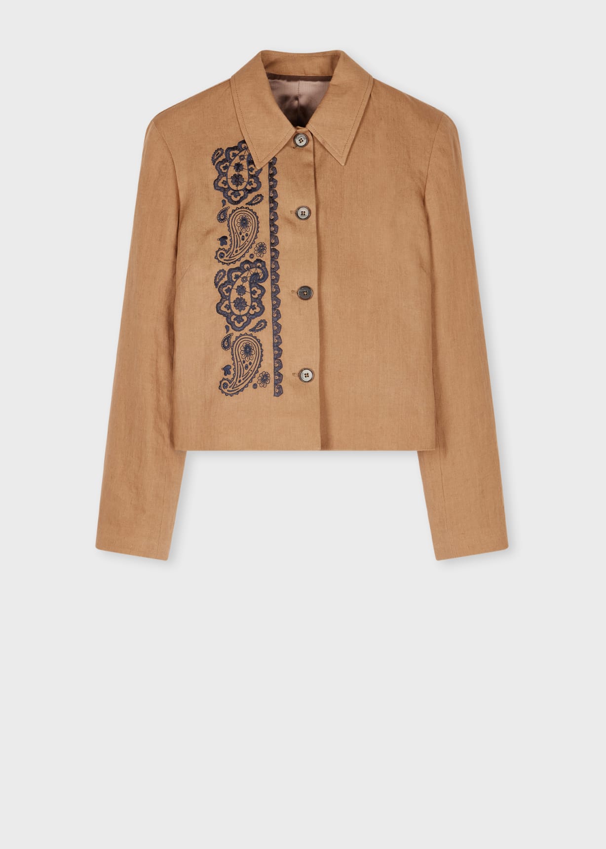 Front View - Women's Tan Paisley Linen Jacket Paul Smith