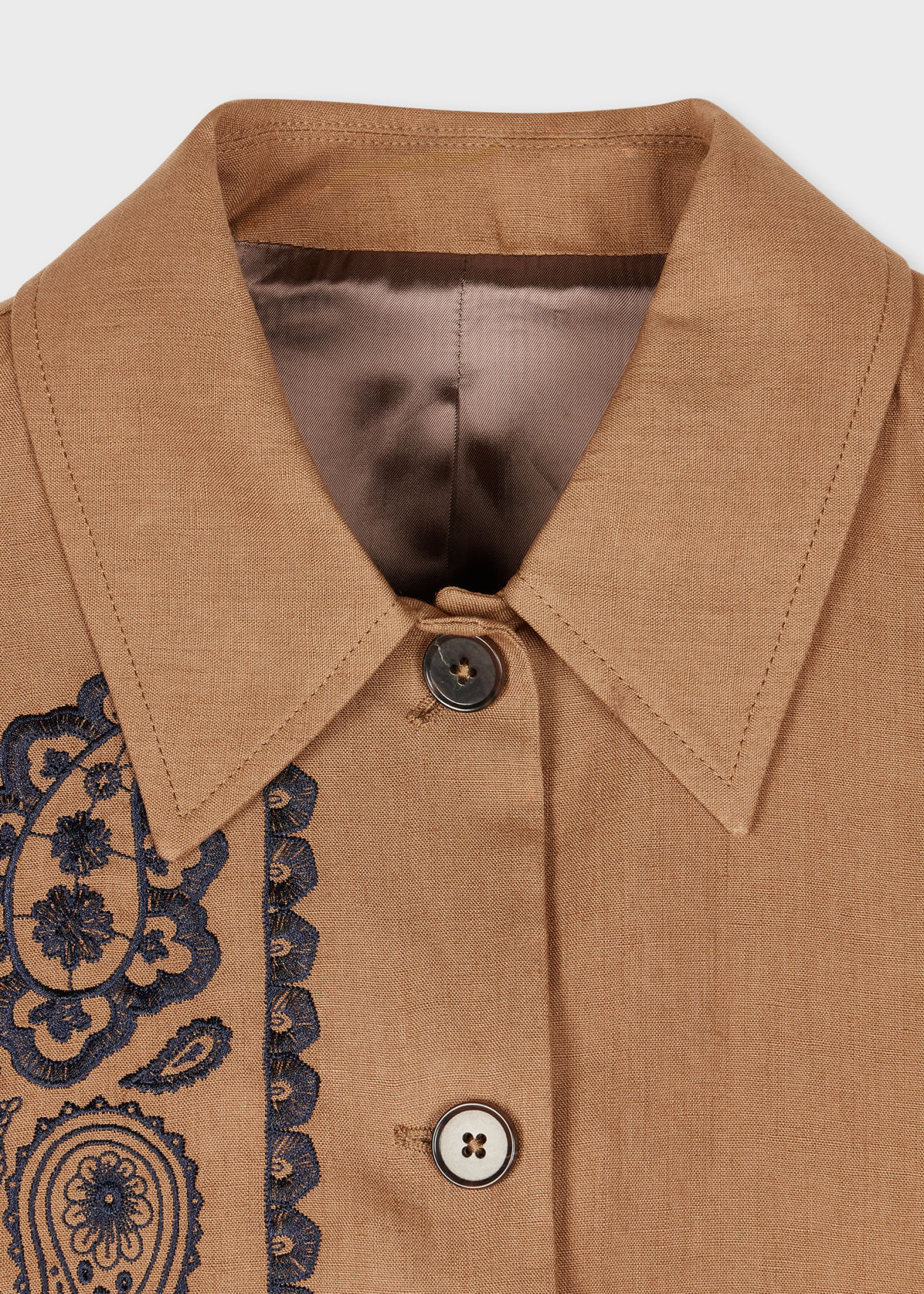 Detail View - Women's Tan Paisley Linen Jacket Paul Smith