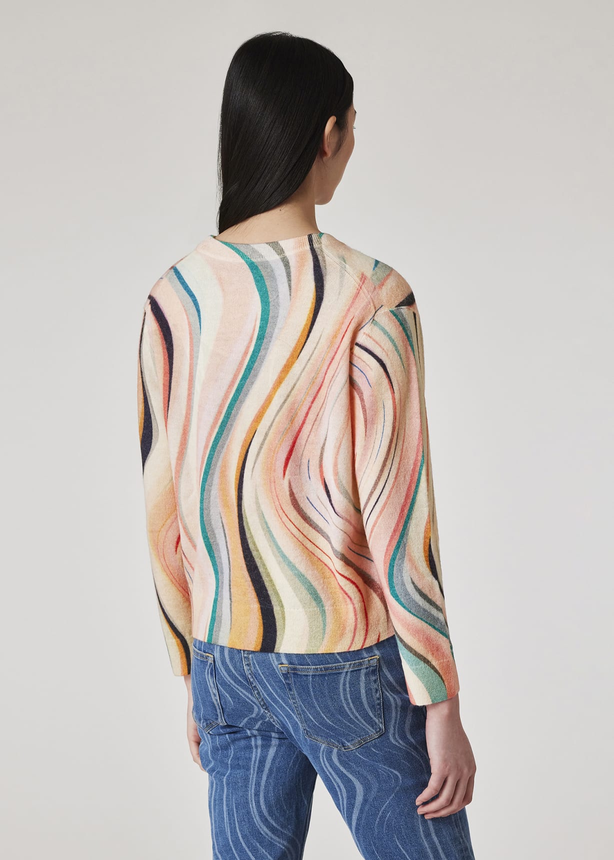 Model View - Women's 'Swirl' Crew Neck Knitted Sweater Paul Smith