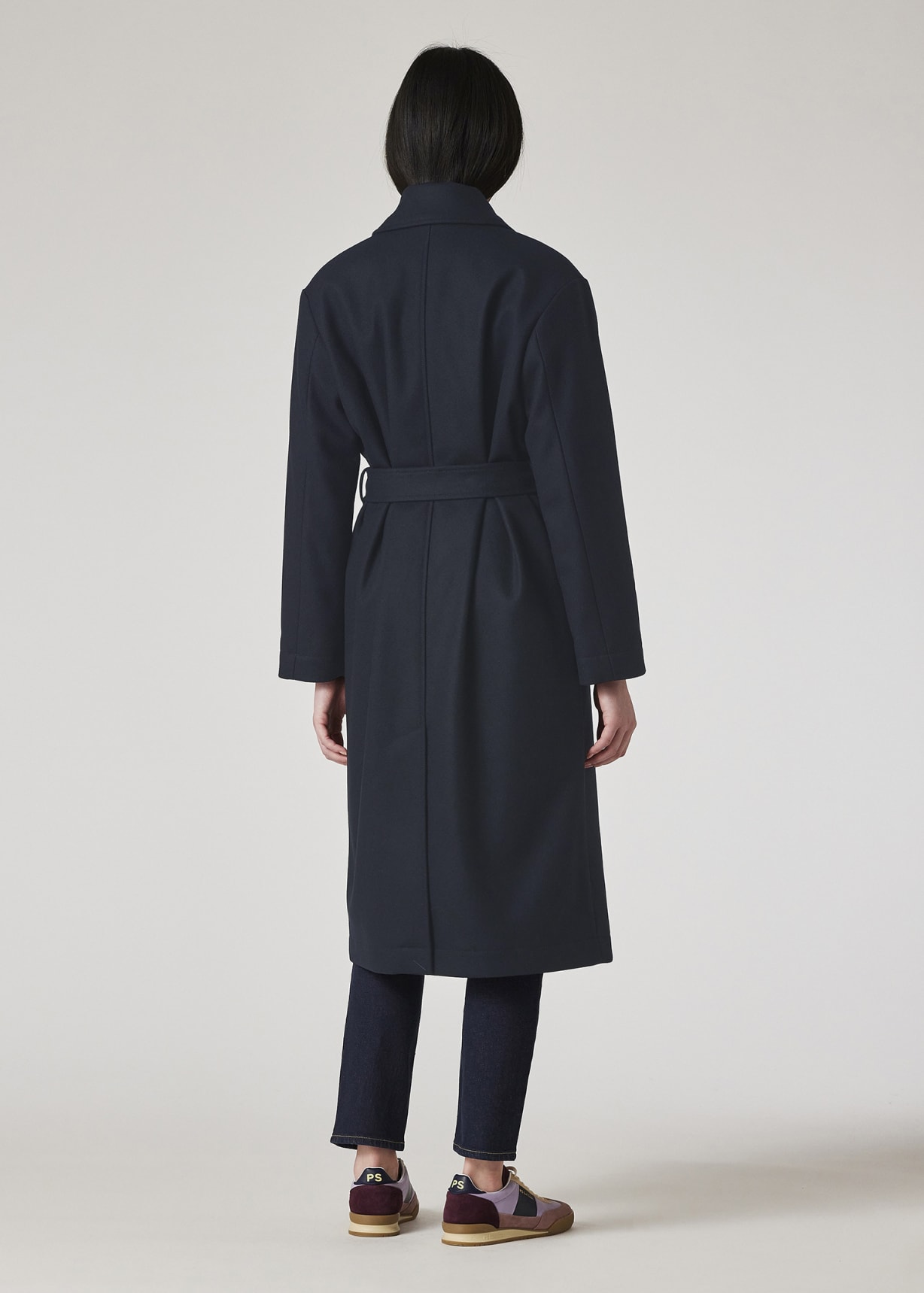 Women's Dark Navy Wool-Cashmere Double Breasted Overcoat
