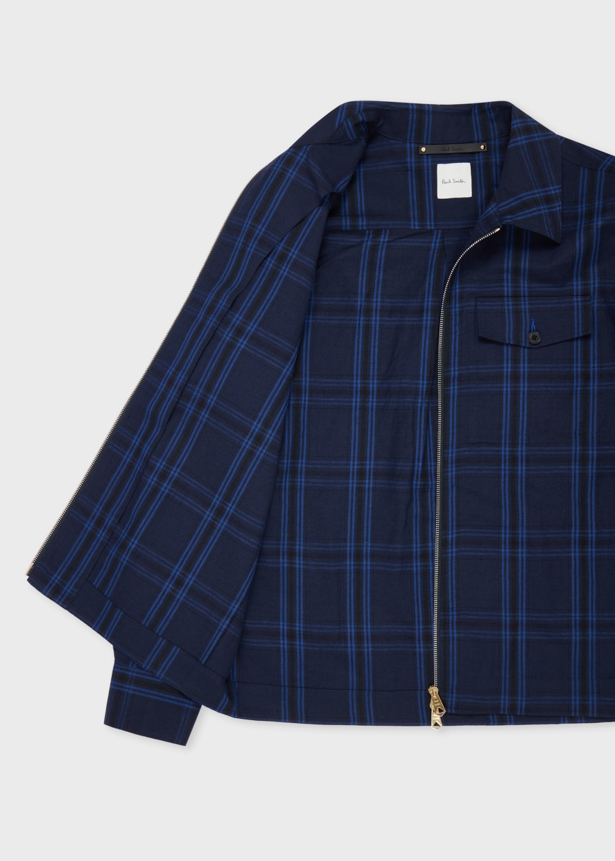ジャケット・アウター 00s Paul Smith wool tracker jacket y2k Men's Navy Check Wool-Linen Zip Jacket