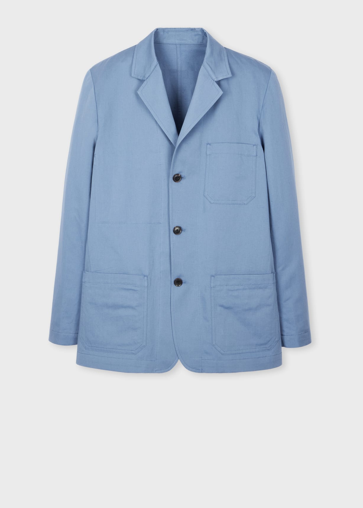 Men's Light Blue Cotton-Linen Twill Work Jacket