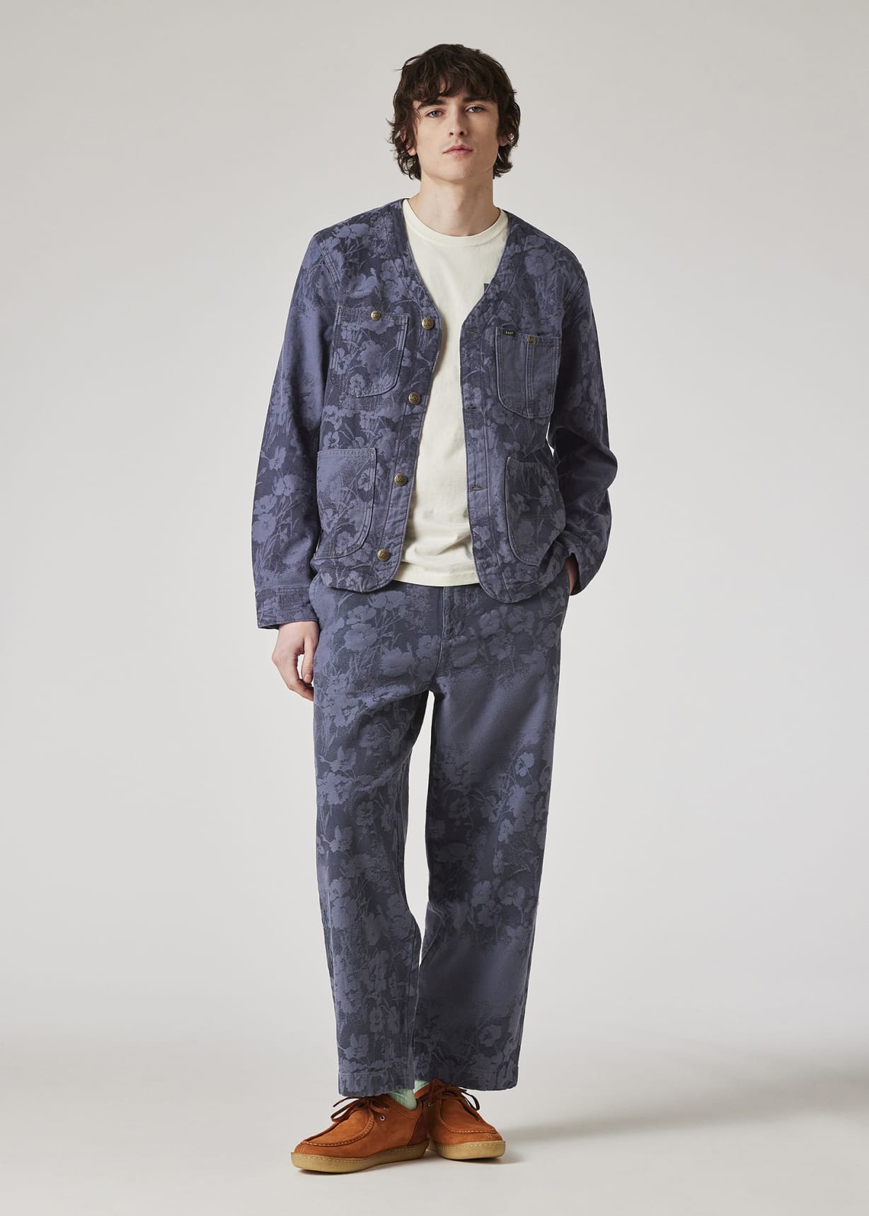 Model view - Paul Smith + Lee® Indigo Jacquard Tapered Trousers