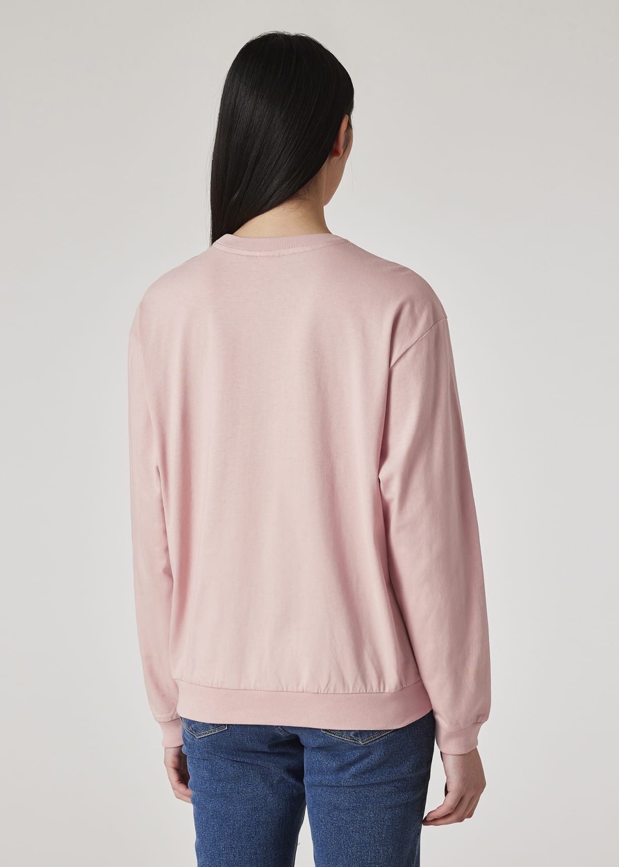 Model View - Women's Pink Cotton Zebra Logo Long-Sleeve T-Shirt Paul Smith