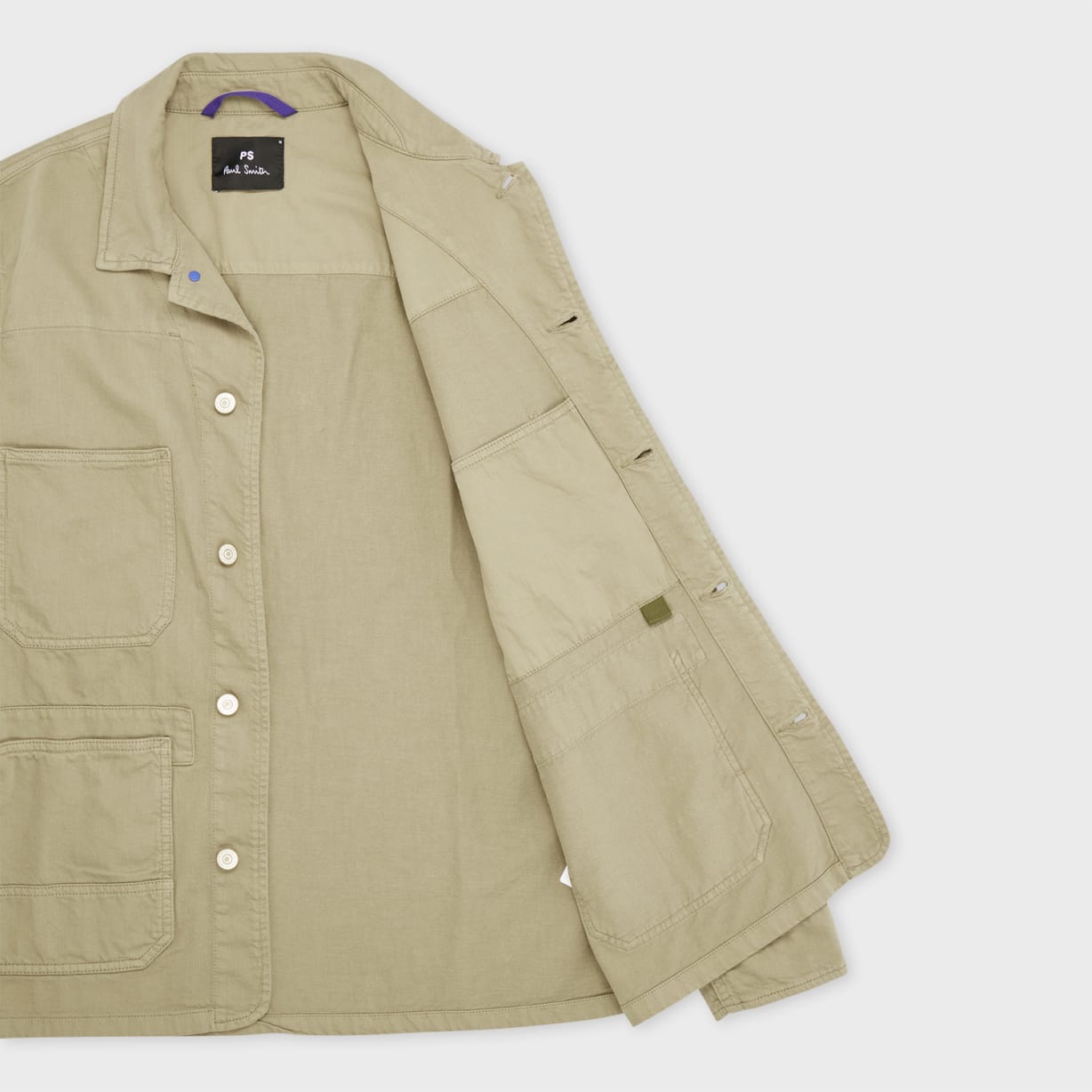 Men's Sage Green Cotton-Linen 'Broad Stripe Zebra' Work Jacket