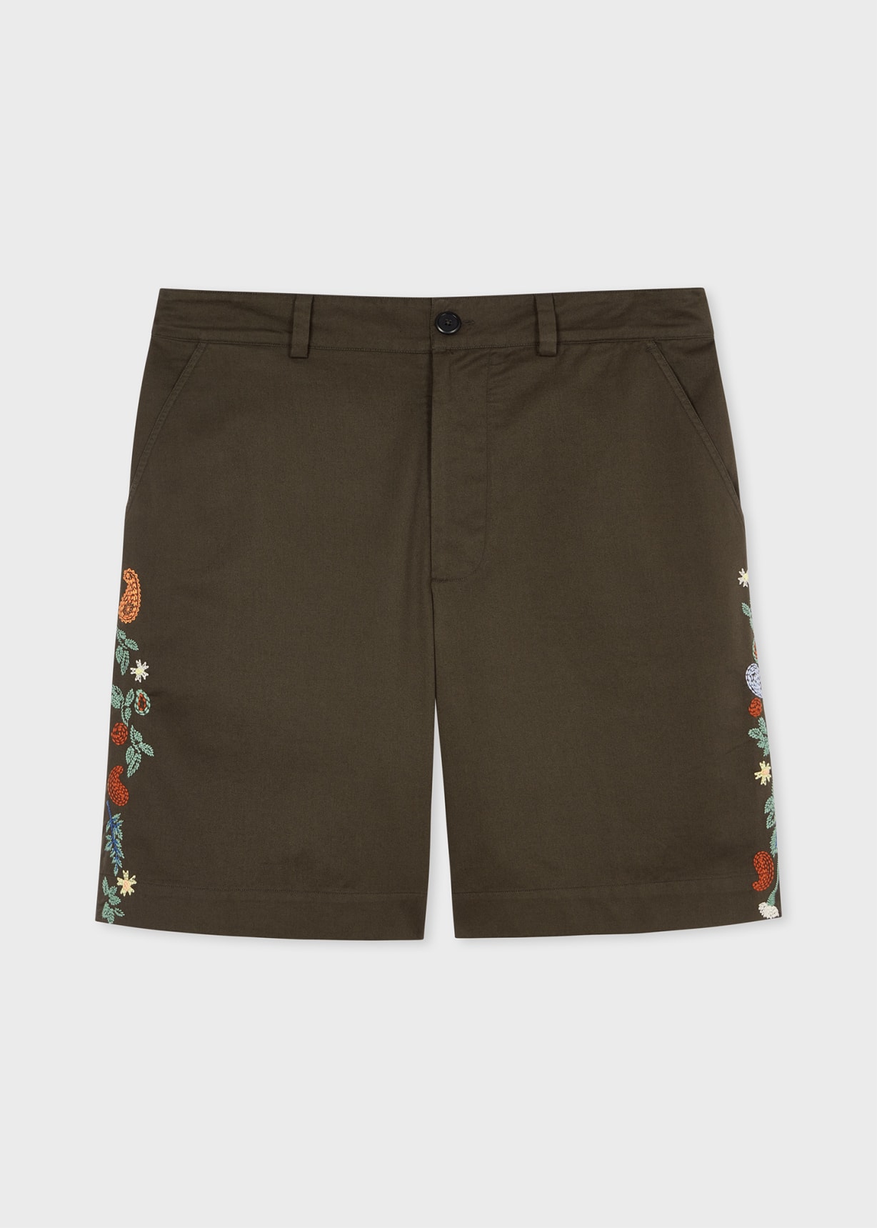 Product view - Dark Green Embroidered Paisley Shorts Paul Smith
