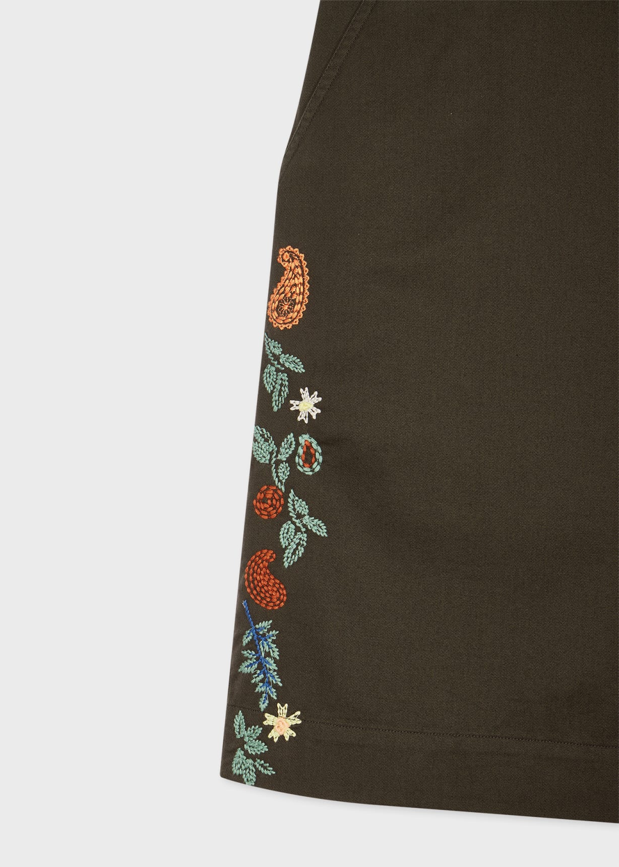 Product view - Dark Green Embroidered Paisley Shorts Paul Smith