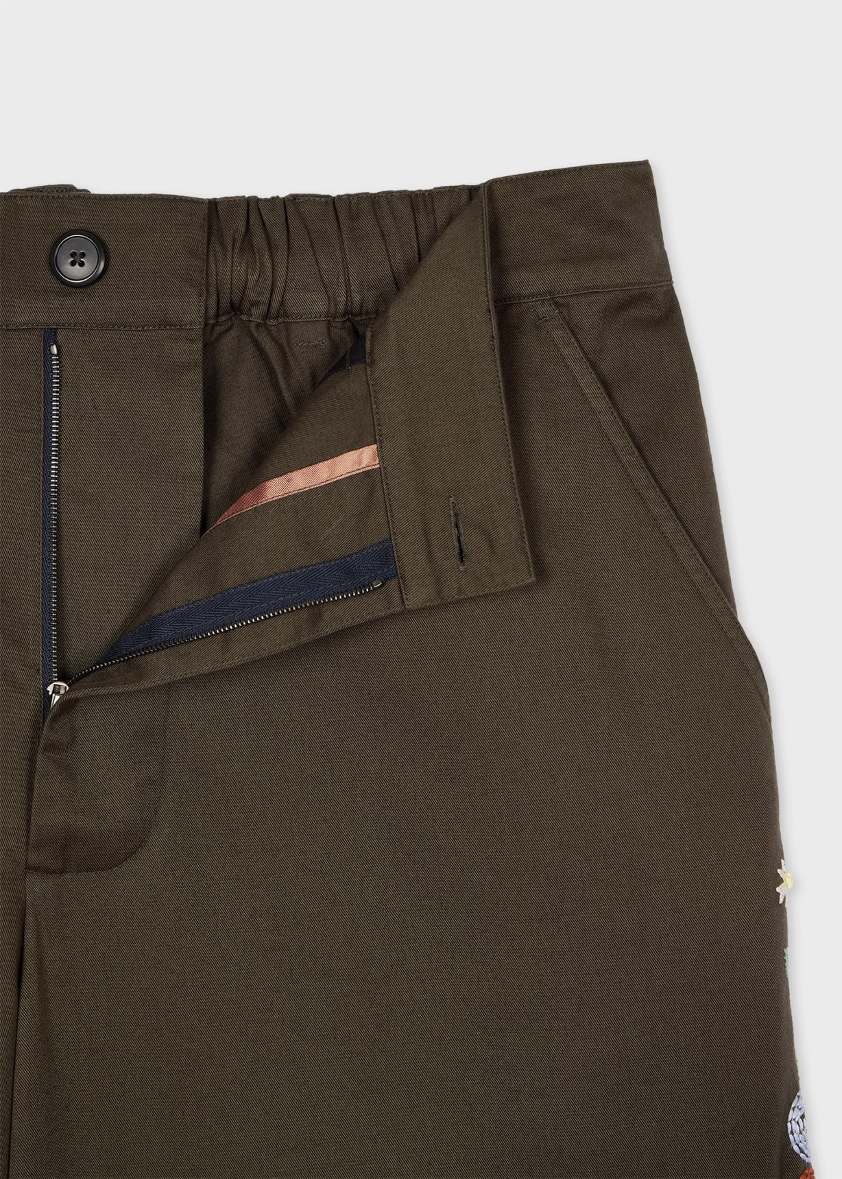 Product view - Dark Green Embroidered Paisley Shorts Paul Smith