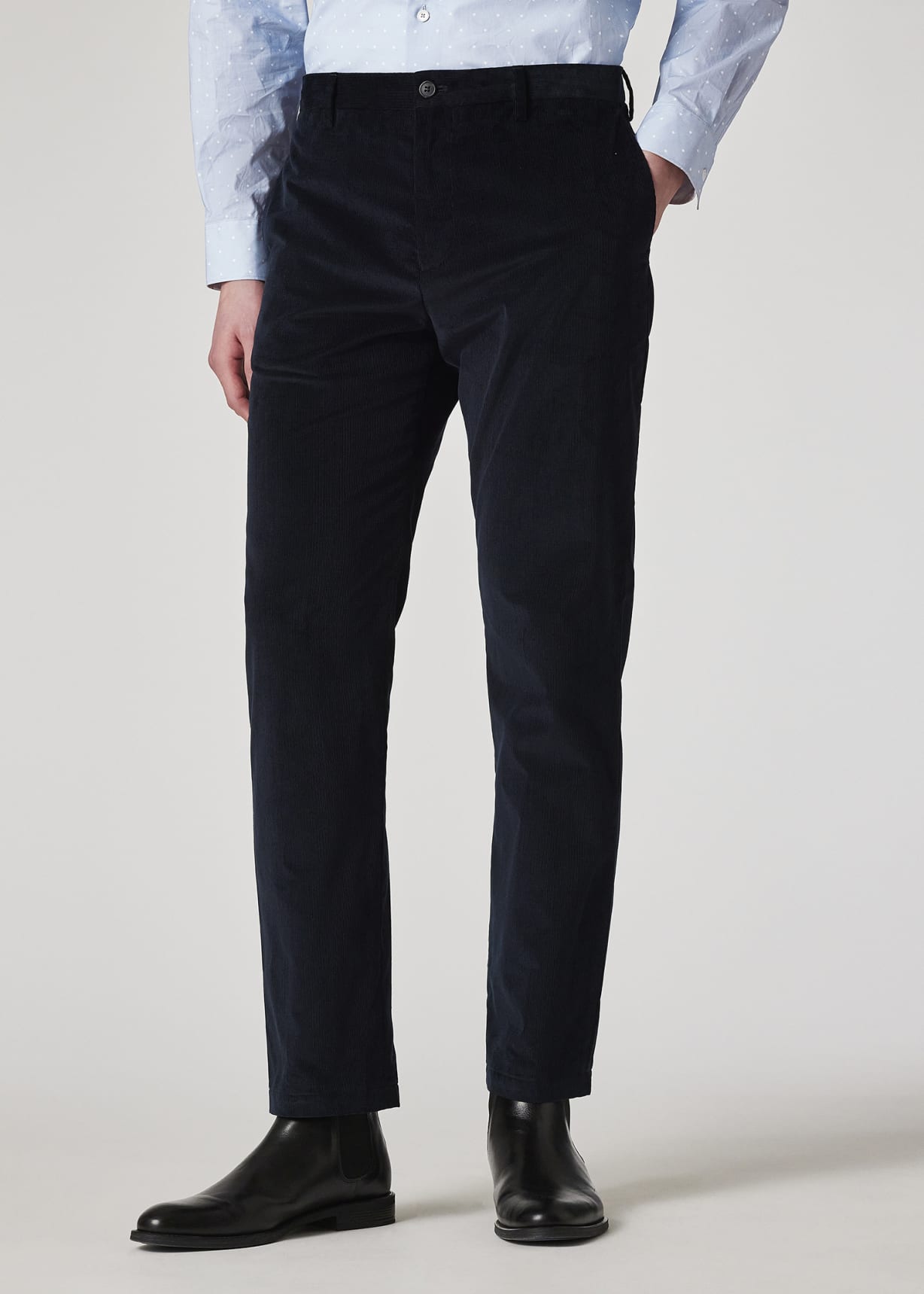 Model view - Navy Cotton Corduroy Trousers Paul Smith