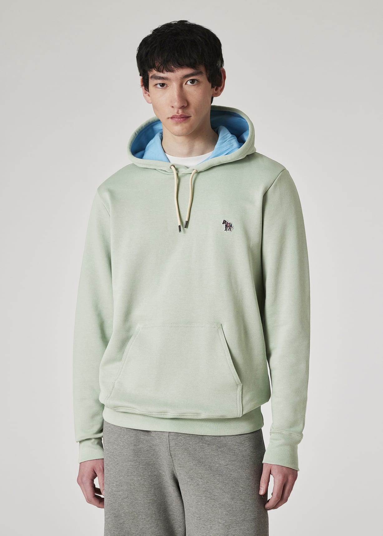 Model view - Sage Green Zebra Logo Organic Cotton Hoodie Paul Smith