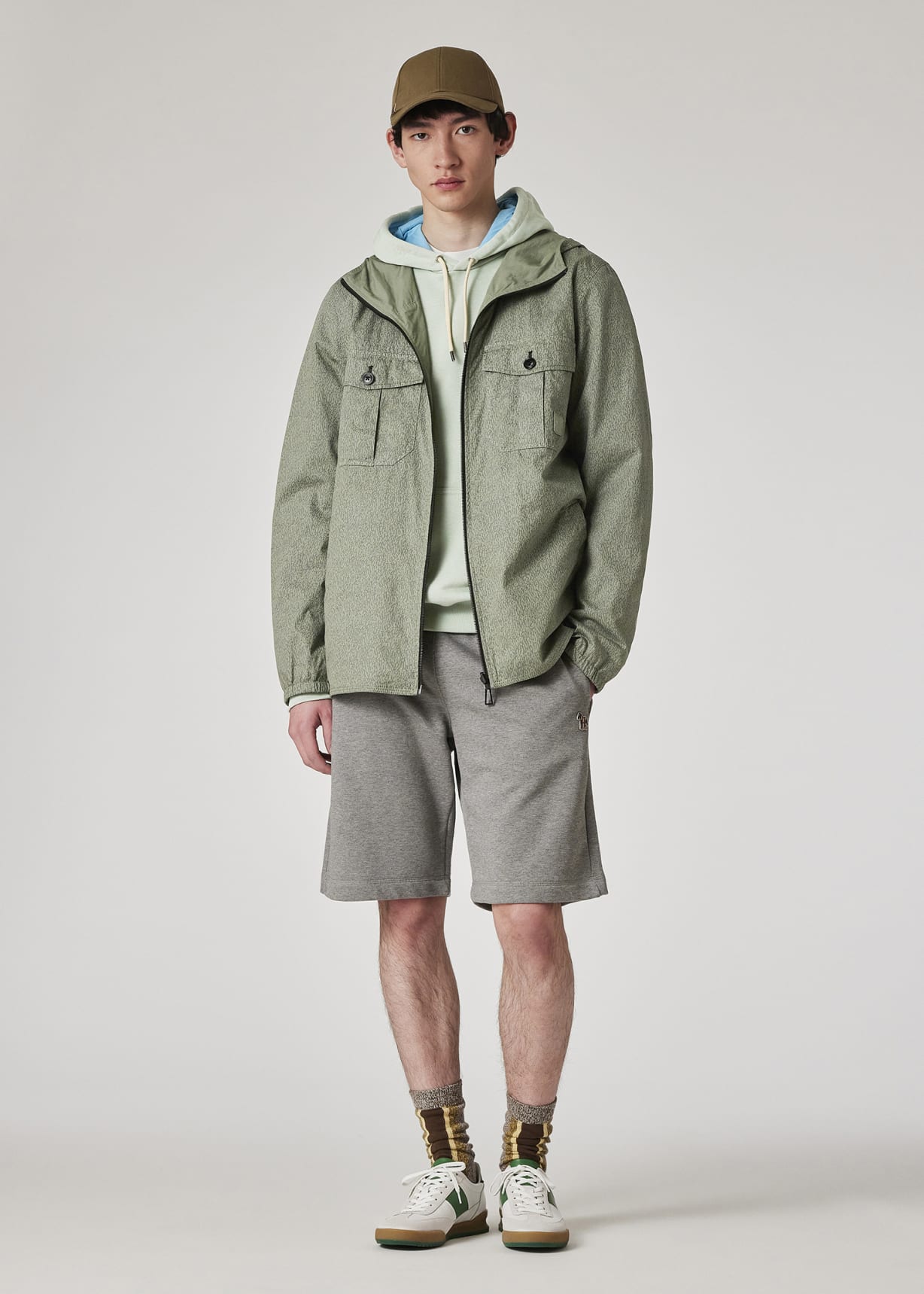Model view - Sage Green Zebra Logo Organic Cotton Hoodie Paul Smith