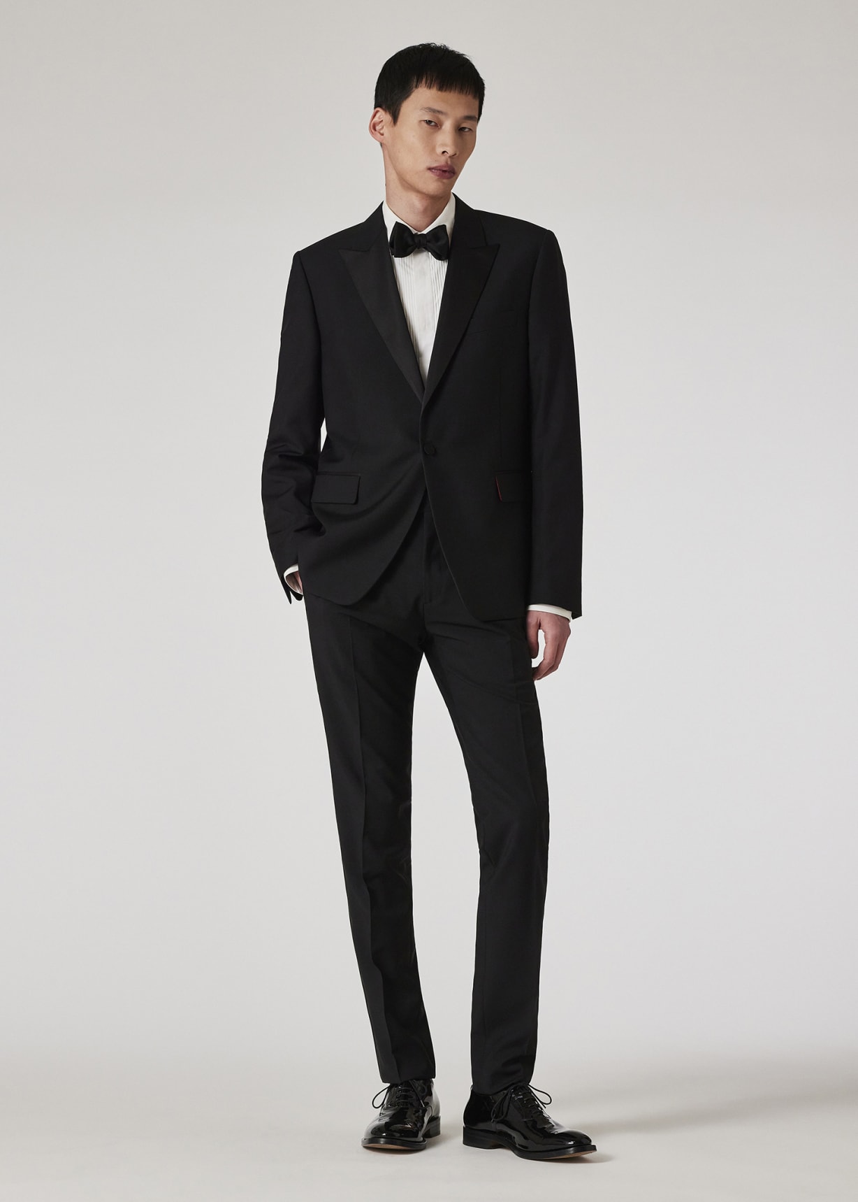 Model View - Black Slim-Fit Wool-Mohair Evening Trousers Paul Smith