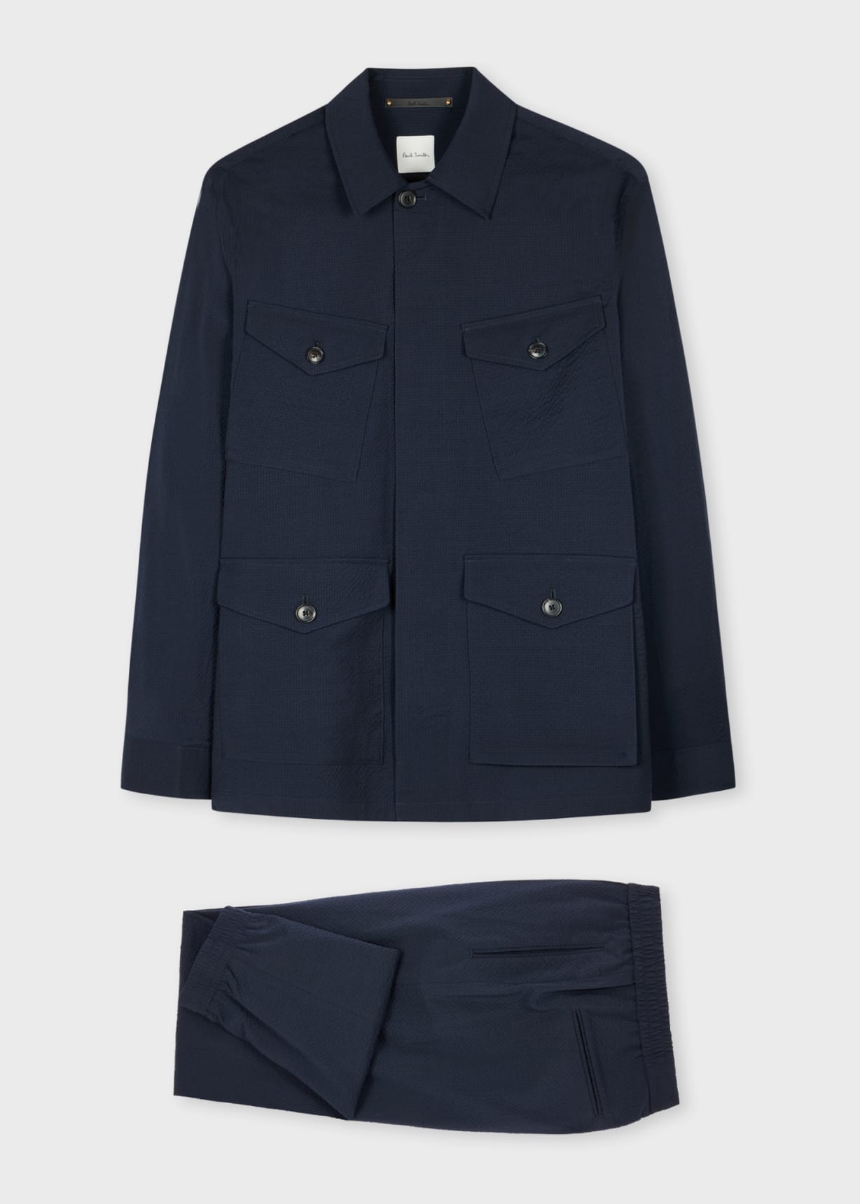 Front View - Dark Navy Seersucker Wool Co-ord Paul Smih