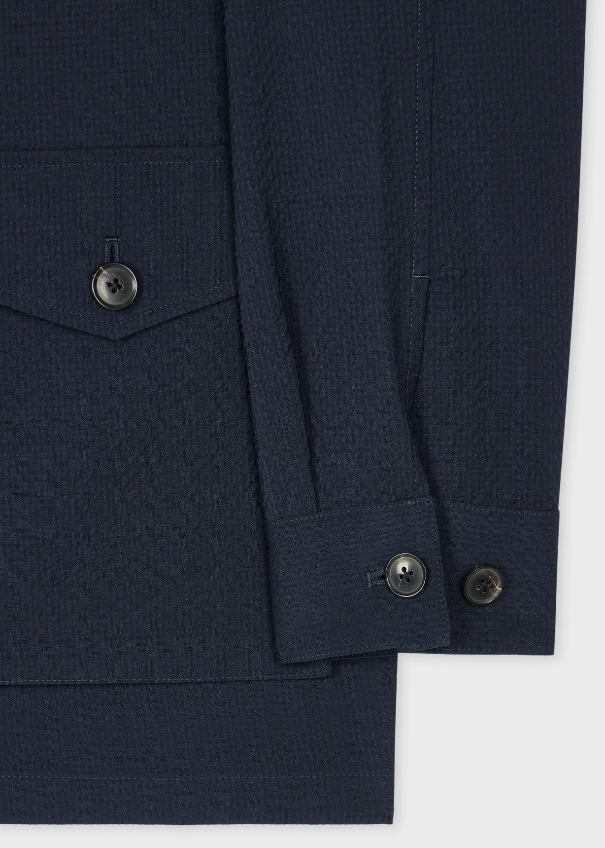 Detail View - Dark Navy Seersucker Wool Co-ord Paul Smith