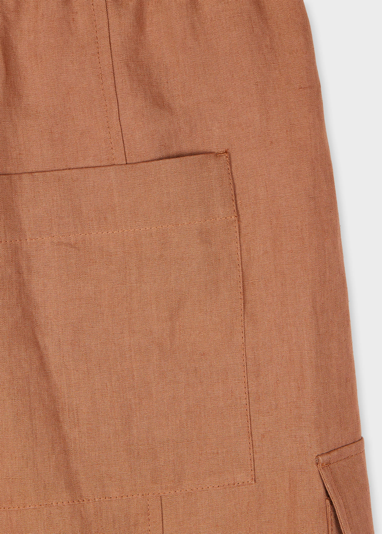 Women's Light Brown Linen Tapered Cargo Trousers