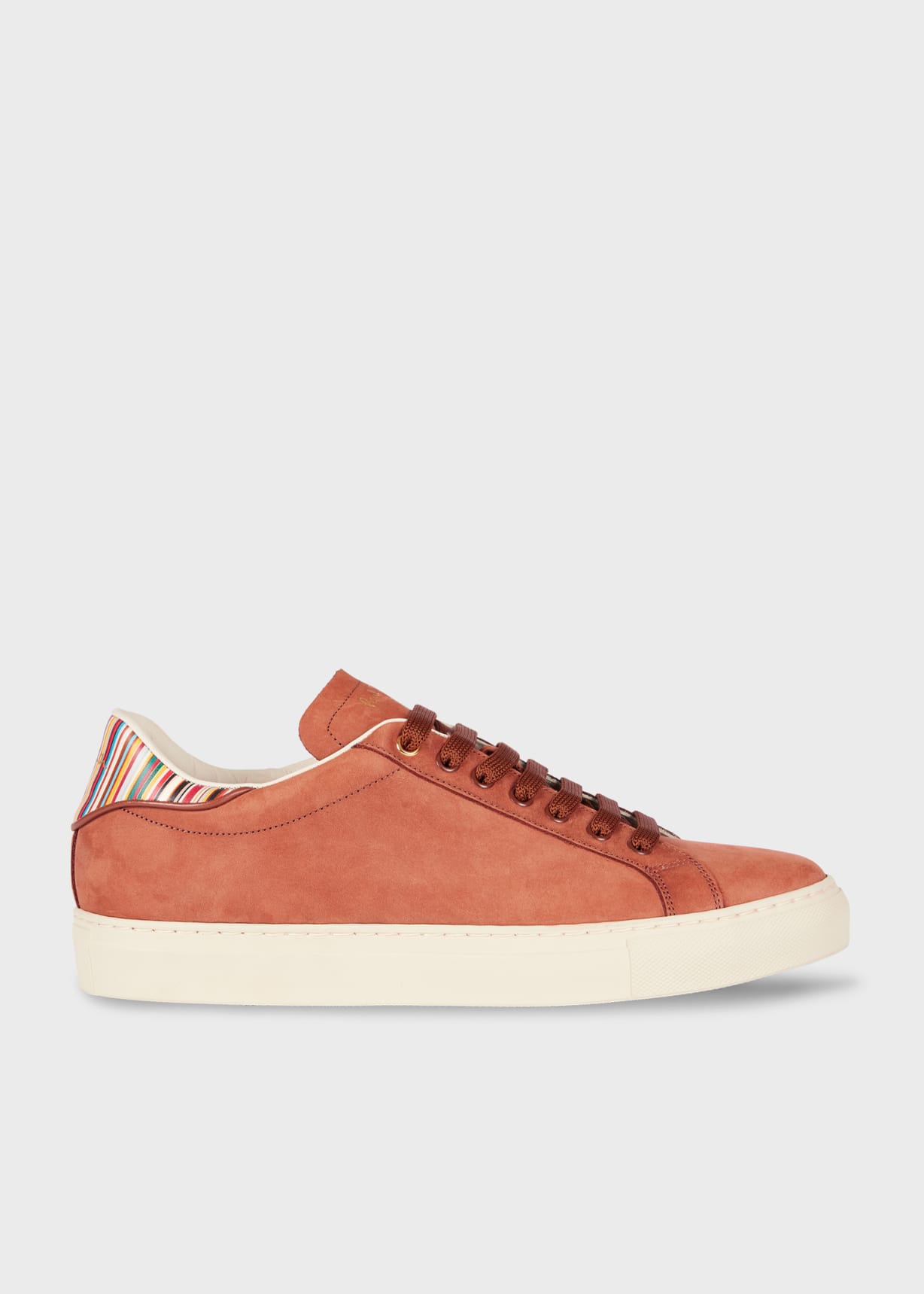 shu_m　　　　　　　　　　　　　　　　　【極厚革】Ｐａｕｌ Ｓｍｉｔｈ Men's Tan Nubuck Leather 'Beck' Trainers 'Signature Stripe
