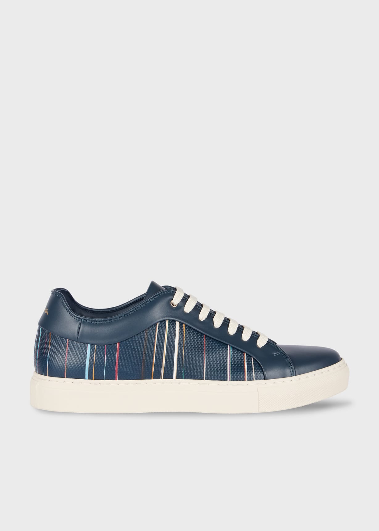 Navy Blue 'Signature Pinstripe' Leather 'Basso' Trainers