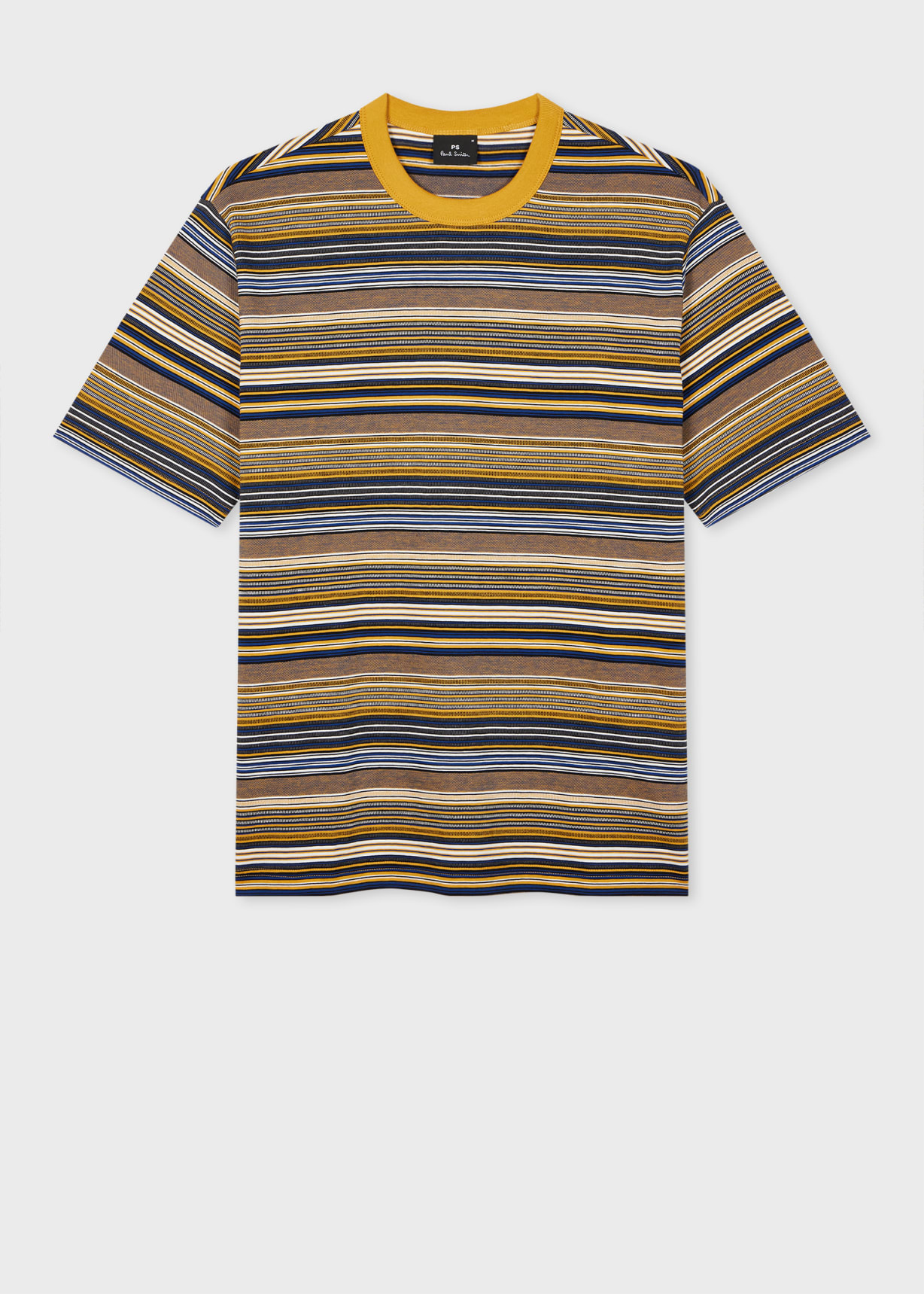 Product view - Yellow And Navy Stripe Cotton T-Shirt