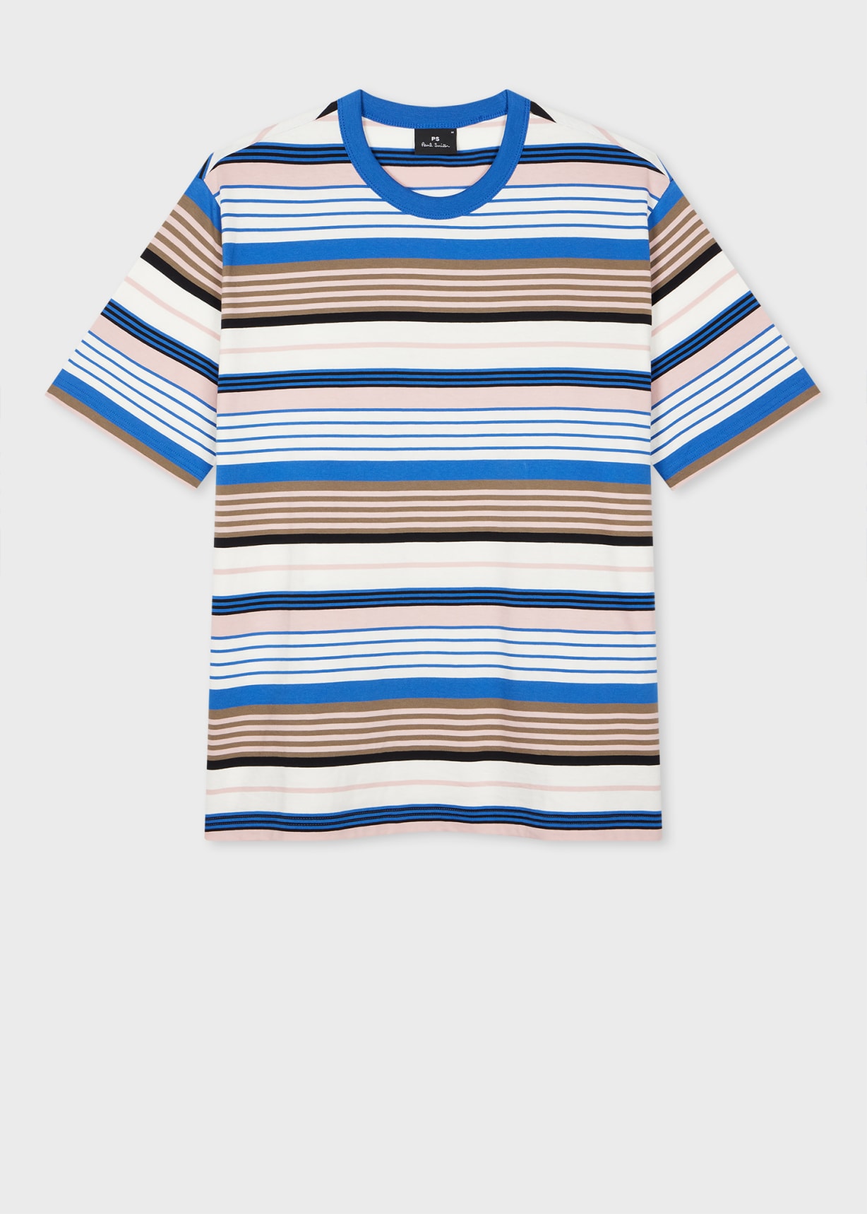 Tシャツ・カットソー Paul Smith SS25 STRIPED T-SHIRT (M2R 220X P22272 79) Men's Green And Blue Stripe Cotton T-Shirt