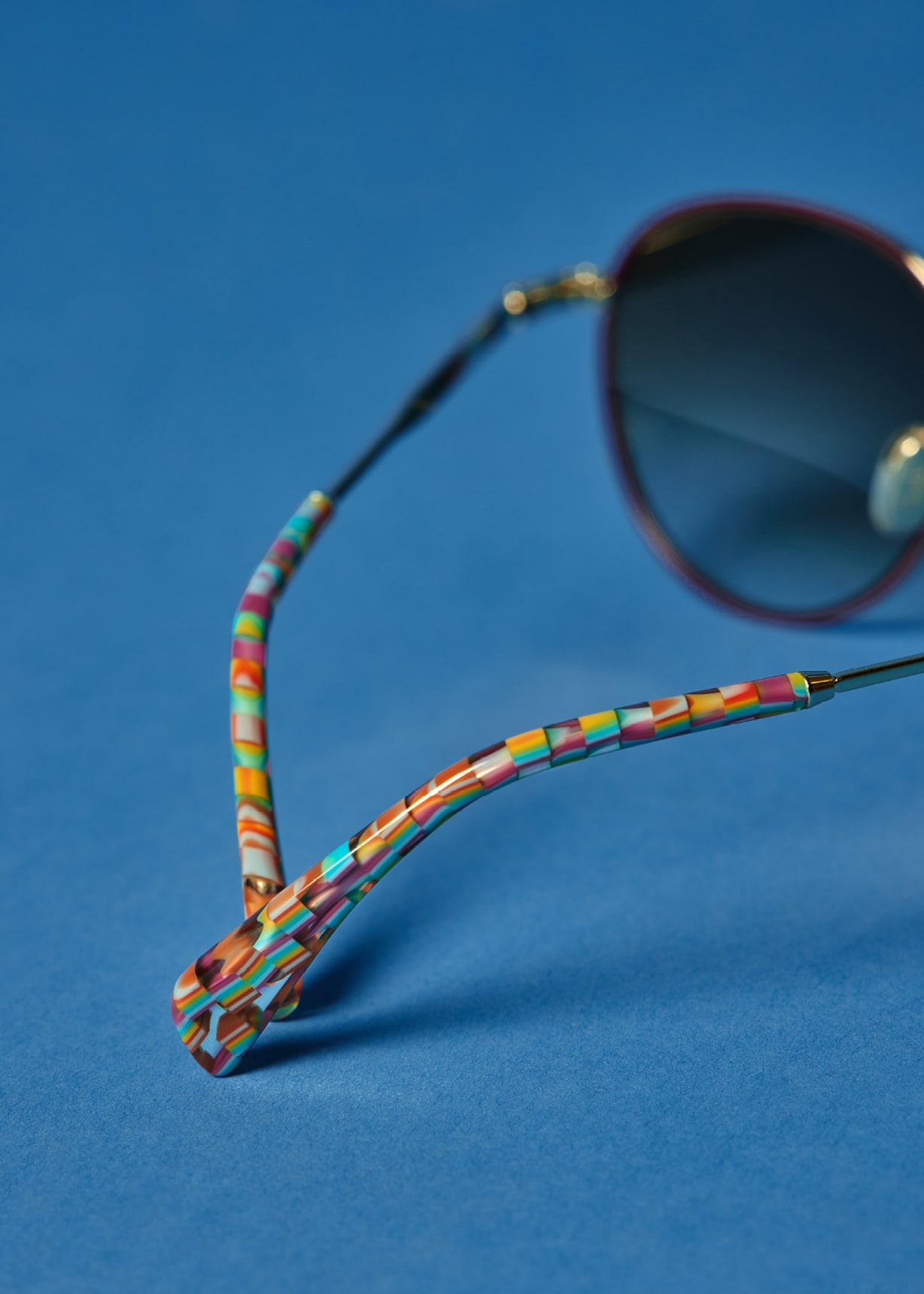 Digital view - Gold and Burgundy 'Mabley' Sunglasses