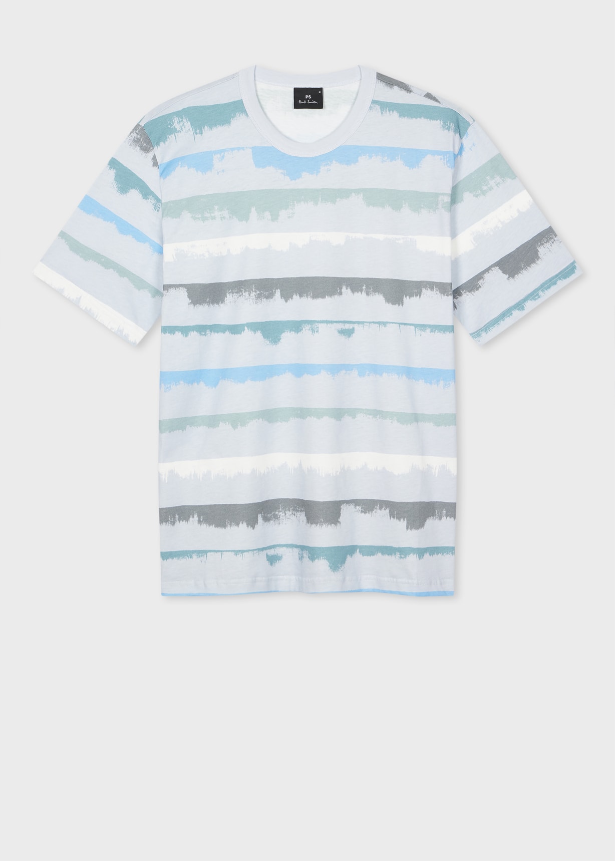 Product view - Grey Blue 'Drip Stripe' Cotton T-Shirt