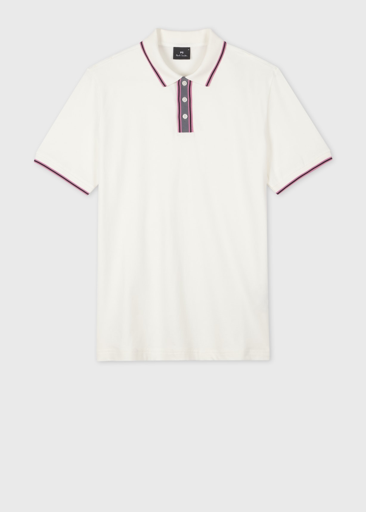 Product view - White Contrast-Placket Polo Shirt