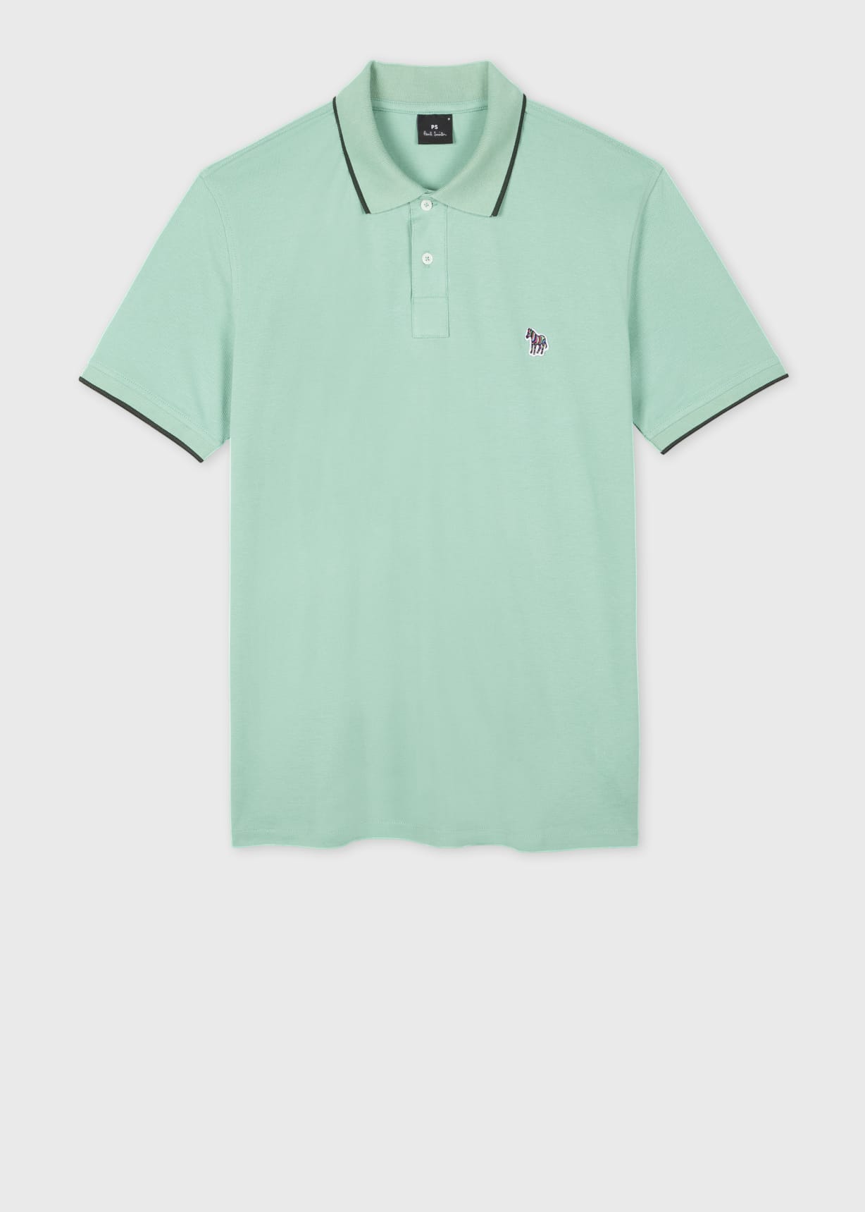 Product view - Sea Green Zebra Logo Polo Shirt With Contrast Tipping