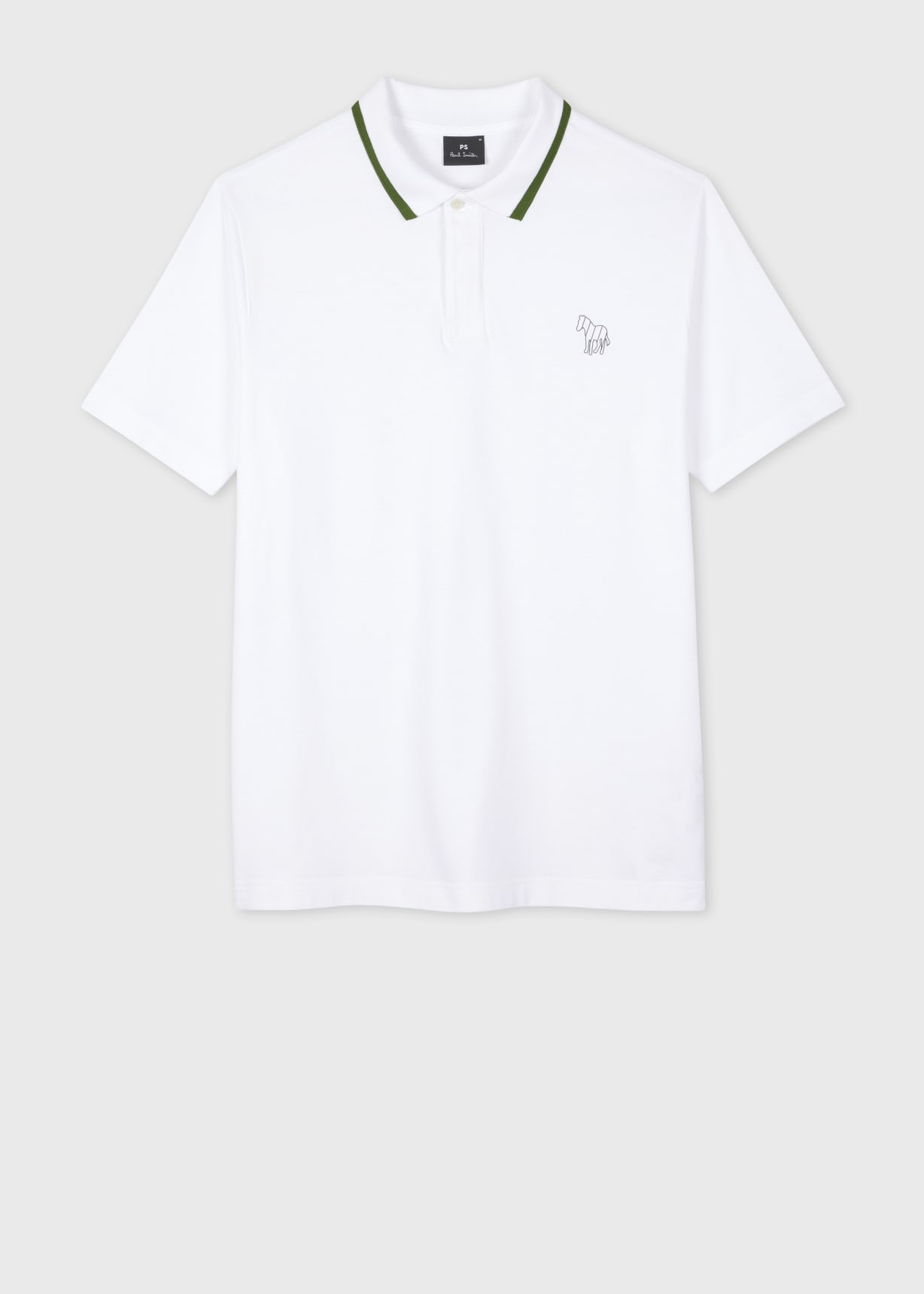 Men's White 'Broad Stripe Zebra' Cotton Polo Shirt
