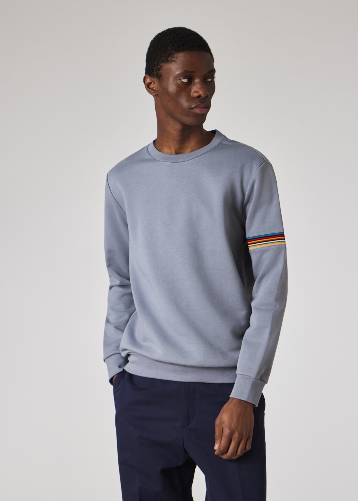 Grey 'Signature Stripe' Crew Neck Sweater