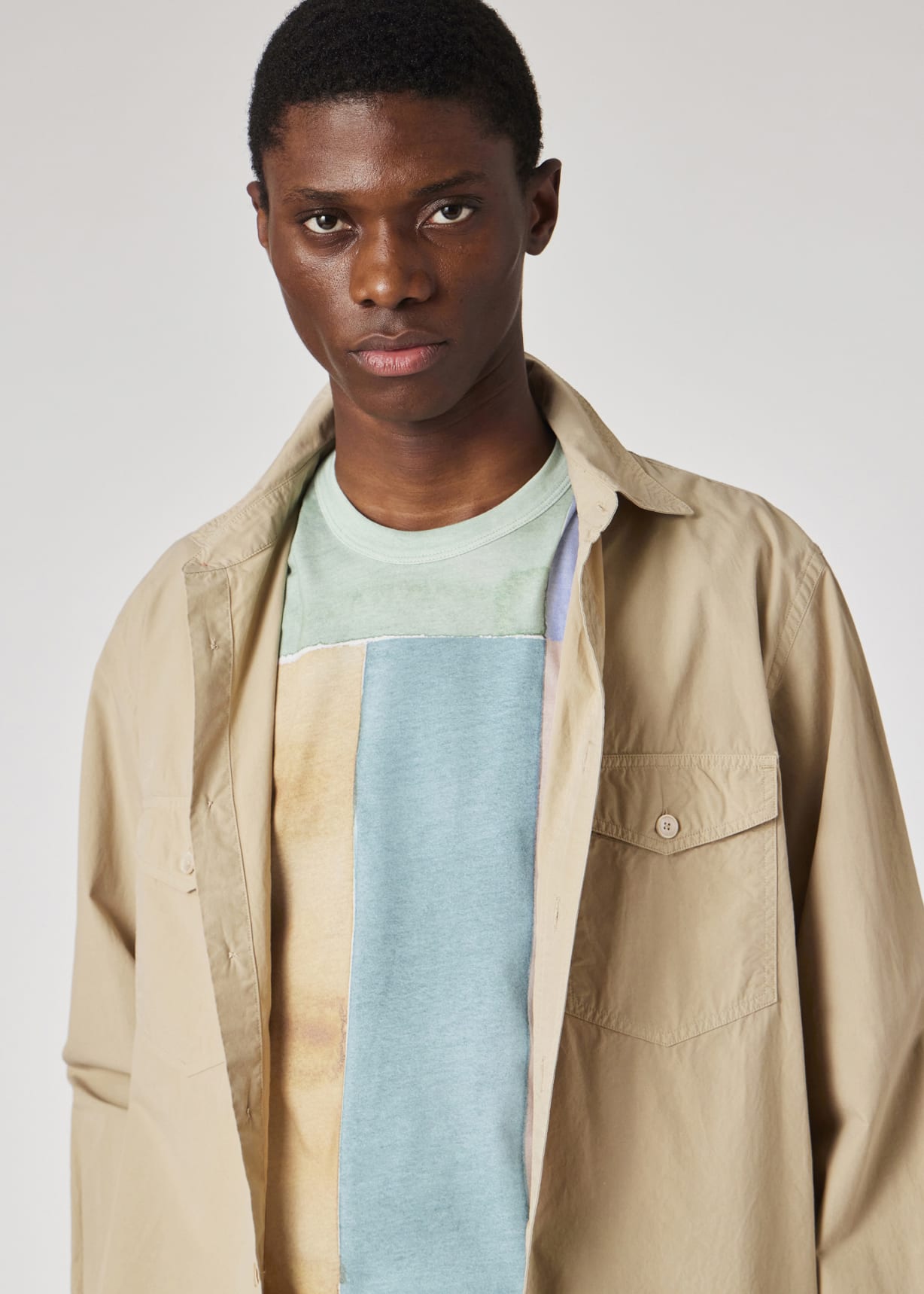 ポール・スミス Men's Light Tan Cotton-Poplin Overshirt