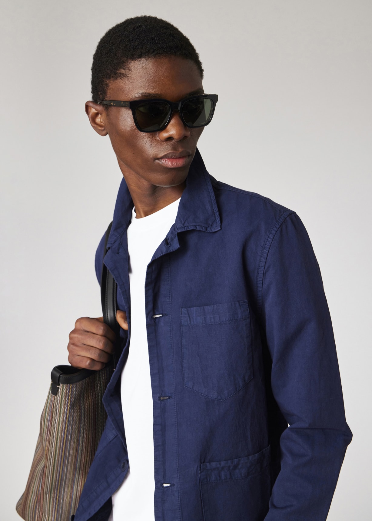 Model view - Navy Cotton-Linen Work Jacket Paul Smith