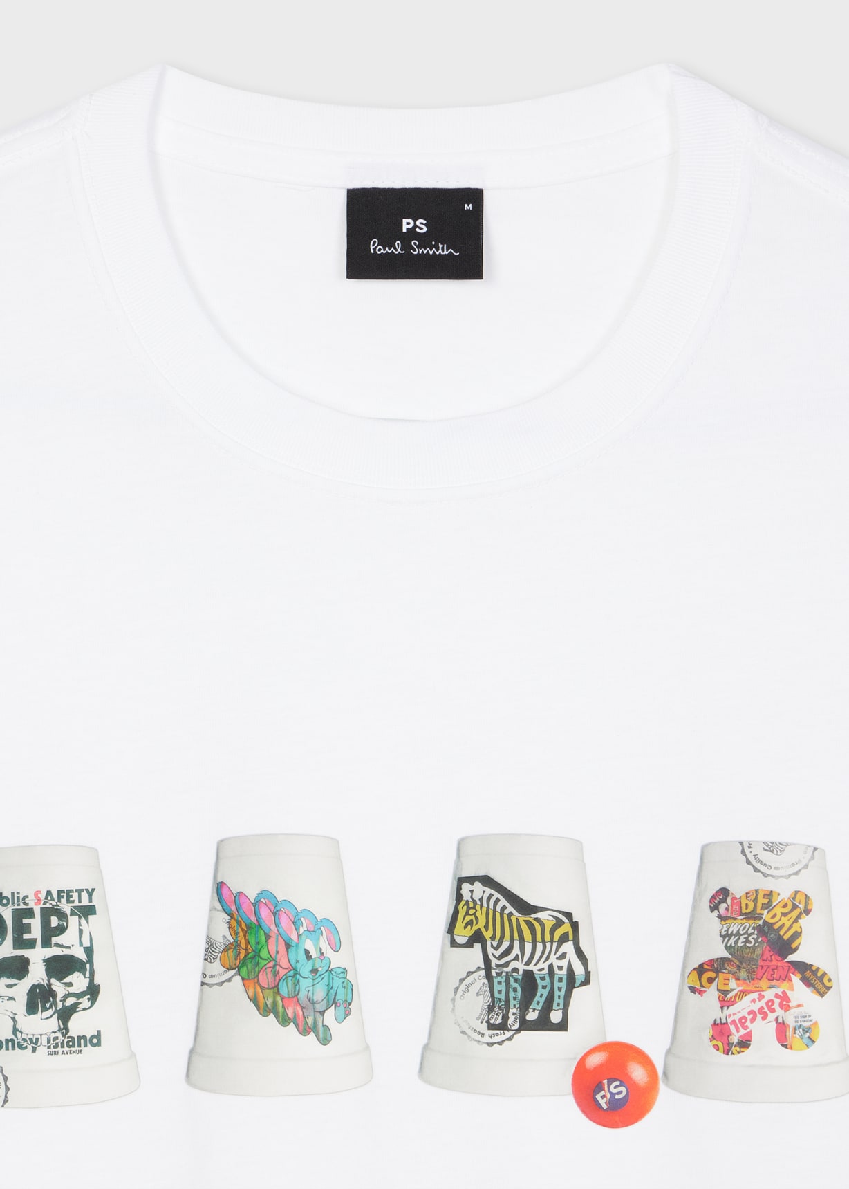 Men's White 'Cups' Print T-Shirt