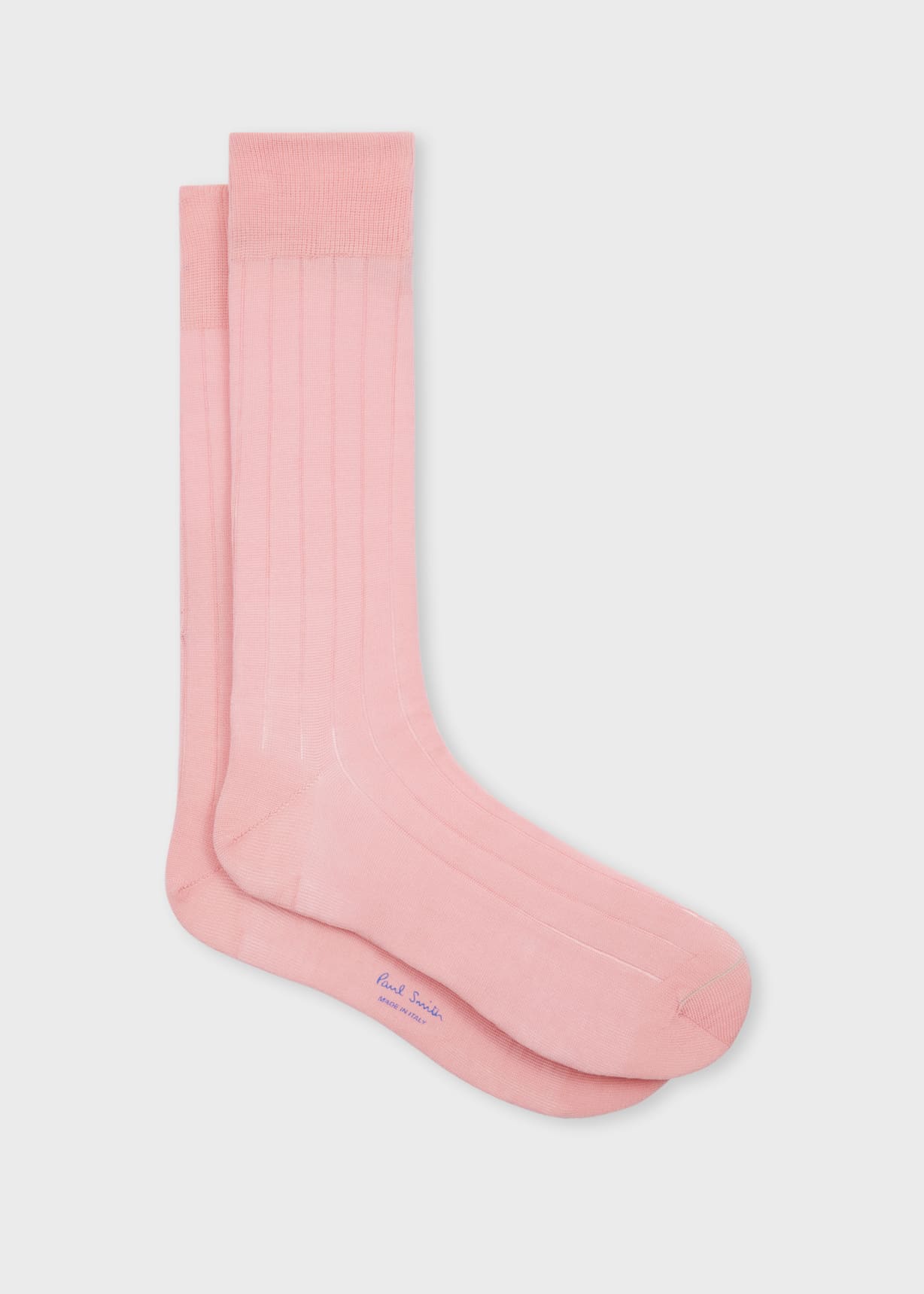 Front View - Pink Ribbed Cotton Socks Paul Smith