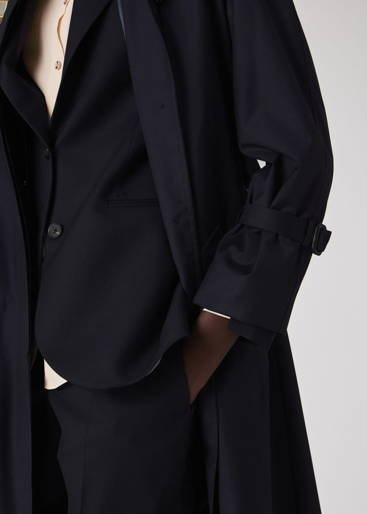 Women's Navy Storm System Wool Mac With Detachable Liner