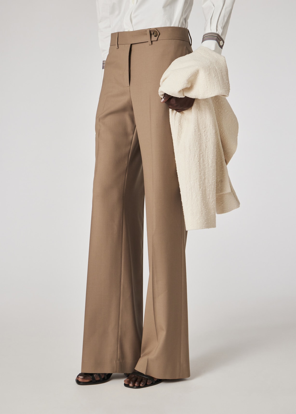 Women's 'A Suit To Travel In' - Taupe Wool Bootcut Trousers