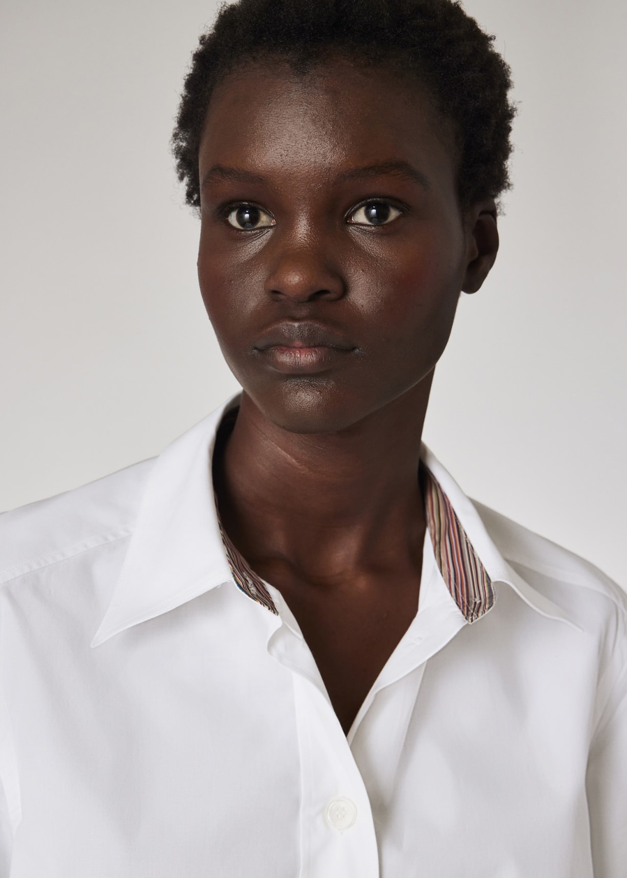 Model View - Women's White 'Signature Stripe' Cuff Shirt Paul Smith