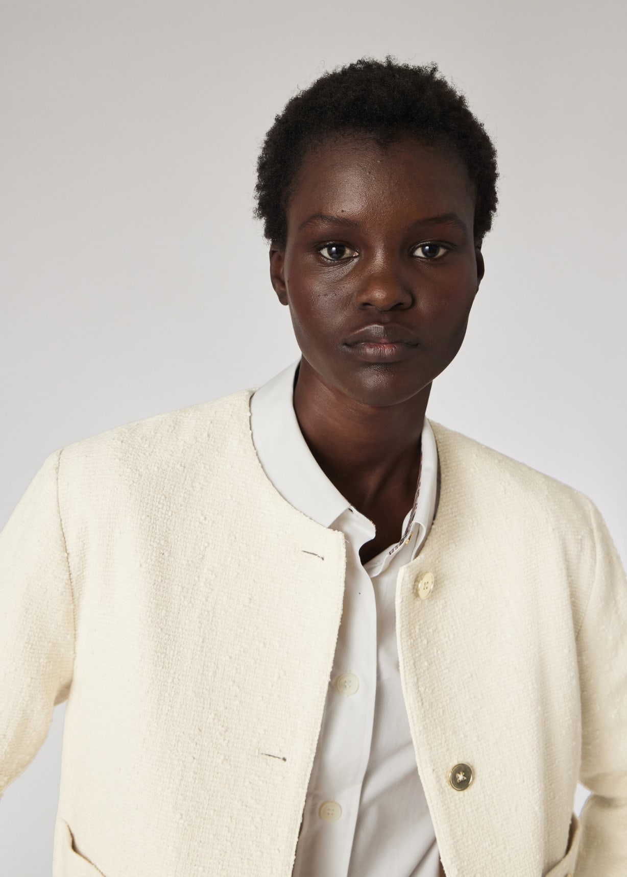 Women's Cream Boucle Cropped Jacket