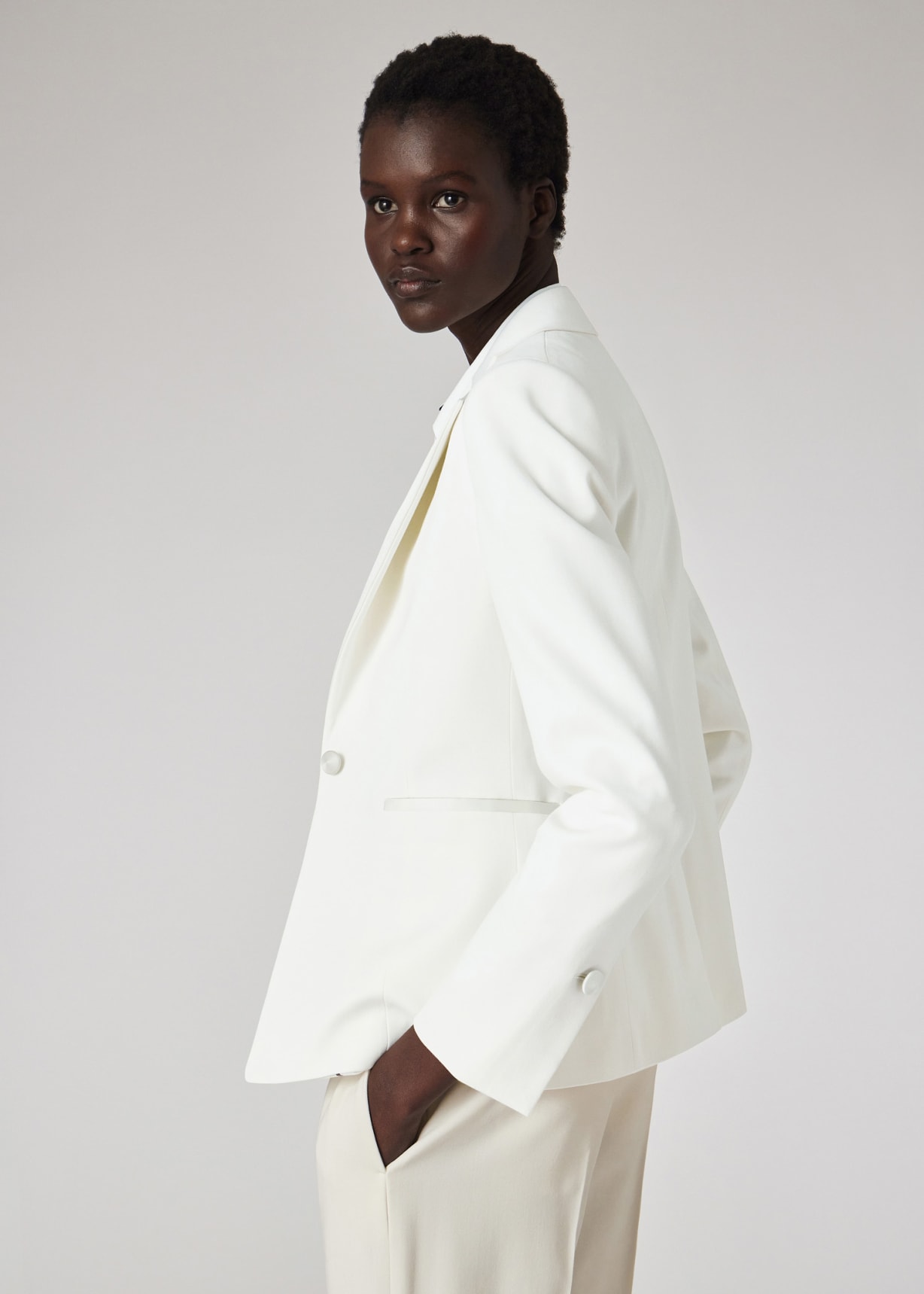 Women's Ivory Single-Button Evening Blazer